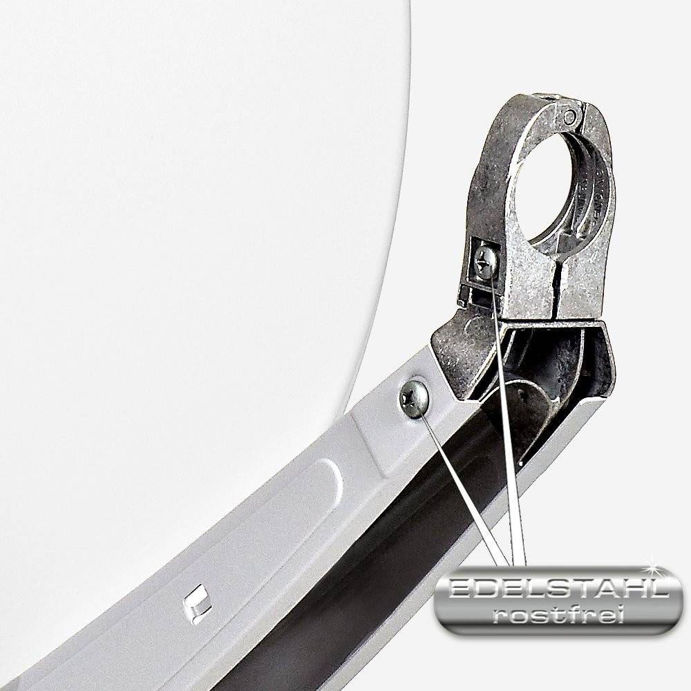 Fuba DAA 650 W Aluminium Satellitenschüssel 60x65 cm weiß - Sat-Antenne/Sat-Spiegel mit stabilem Doppeltragarm, LNB-Halterung aus Alu Druckguss