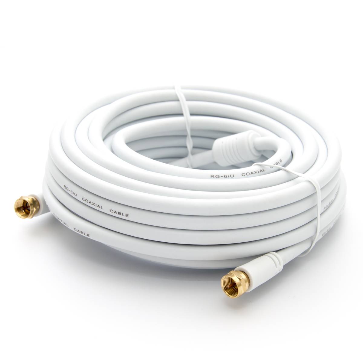 PremiumX 20m BASIC-LINE SAT TV Antennenkabel F-Anschlusskabel Koaxial-Kabel mit Mantelstromfilter HDTV 4K - Weiß