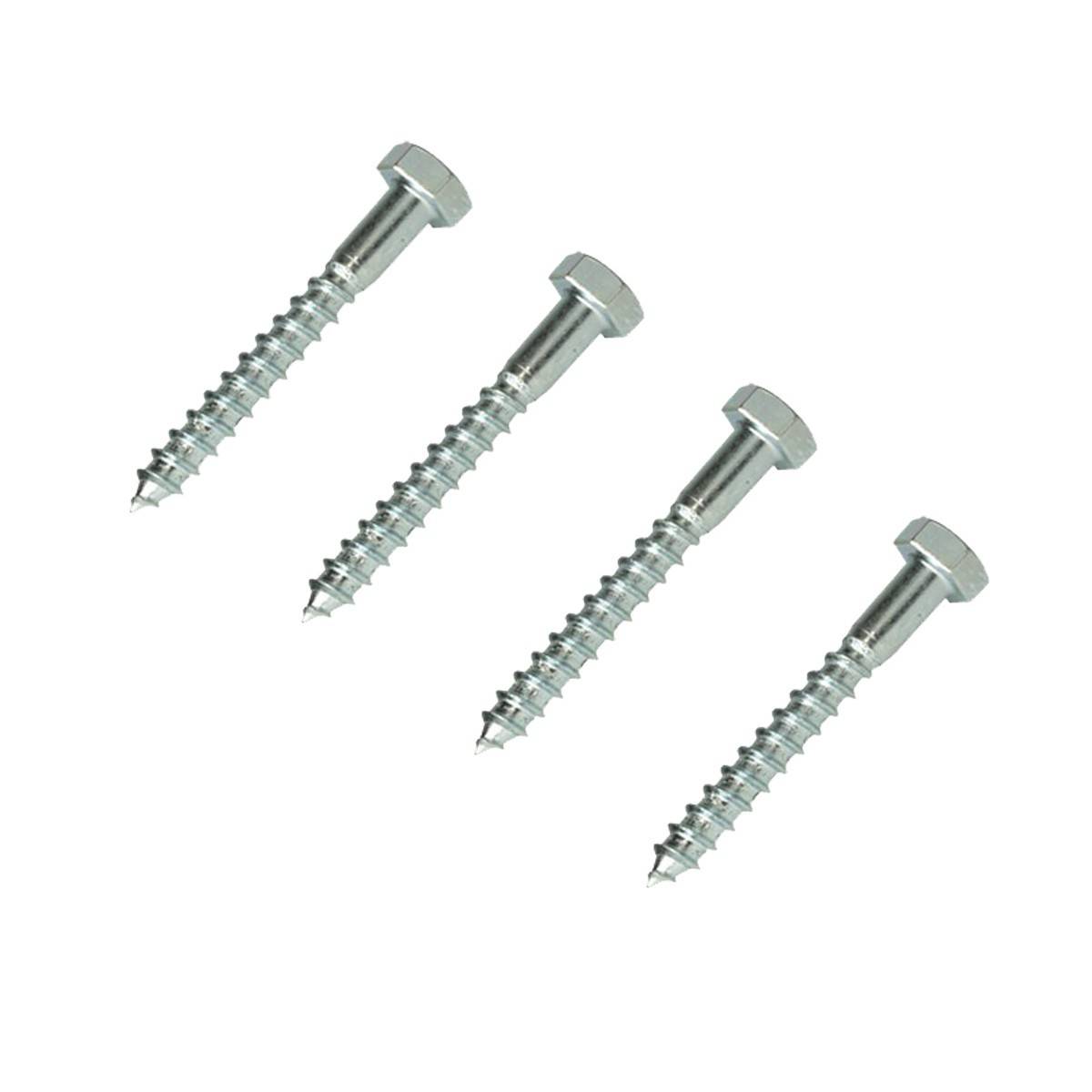 PremiumX Holzschrauben 4x 10x60mm für Dachmontage Stahl verzinkt Sechskant Schraubensatz