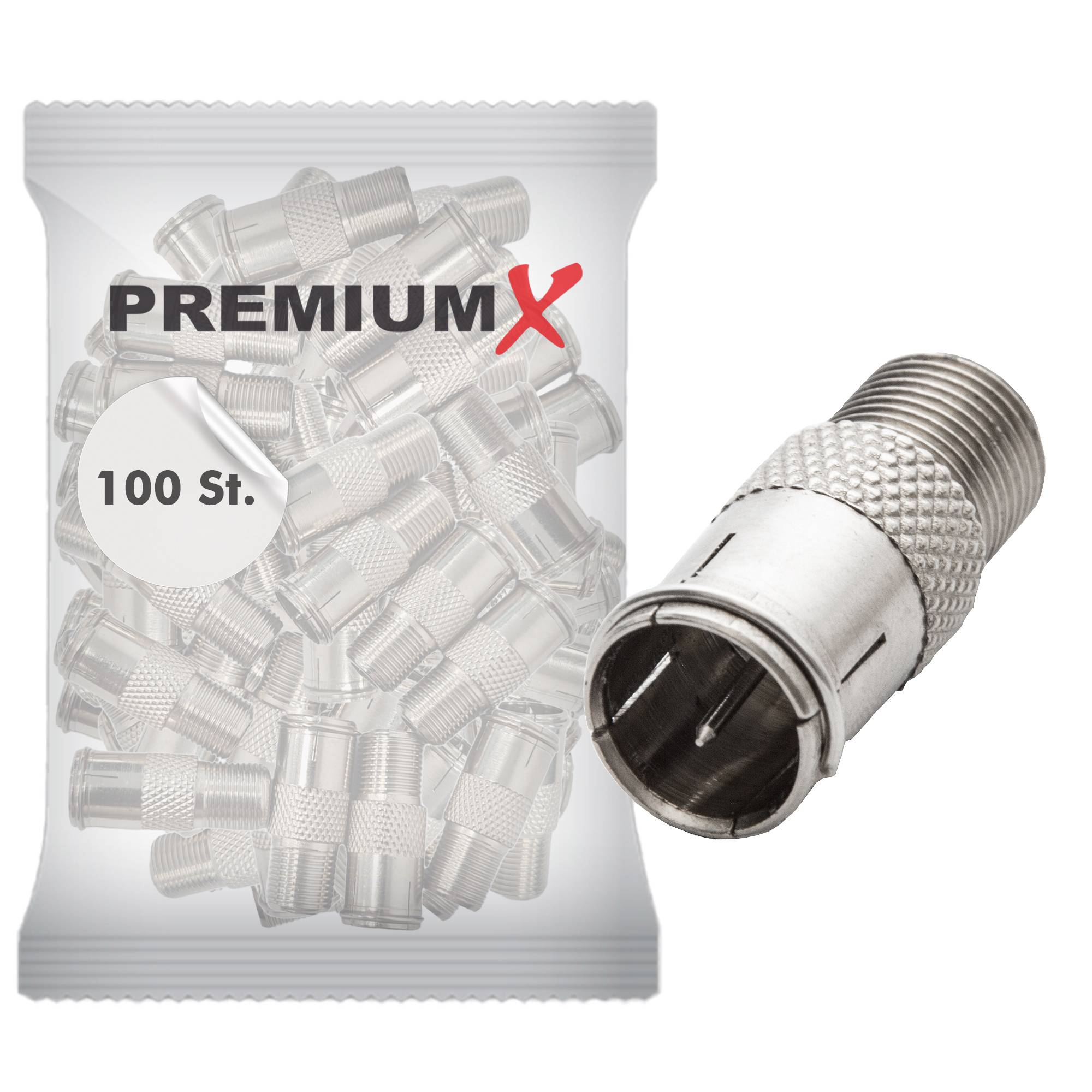 100x Premium X SAT F-Quick-Stecker auf F-Buchse F-Schnellstecker Schnellverbinder Quickverbinder F-Stecker