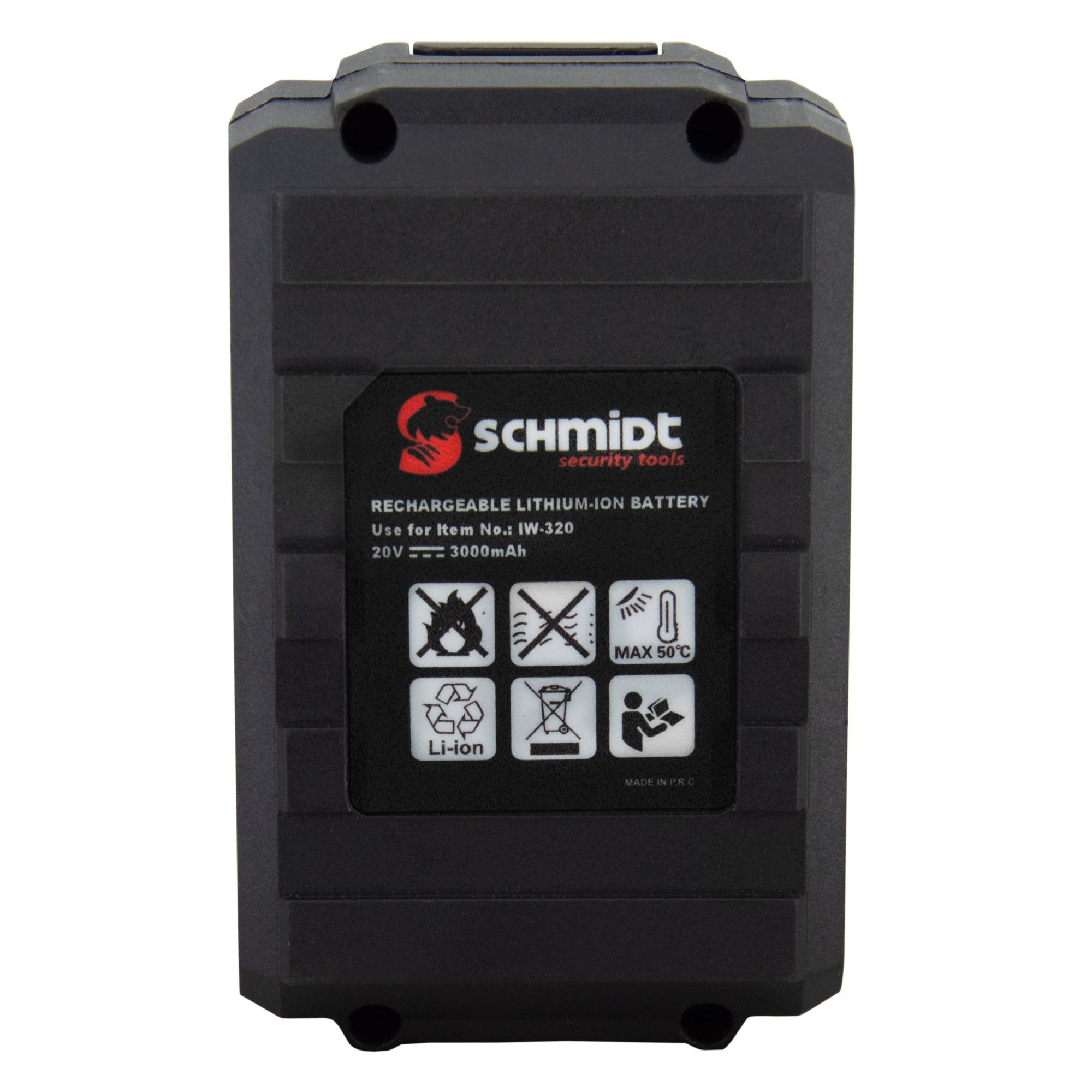 SCHMIDT security Tools Akku - IW-320 IW-350 ID-180 - 20 V Li-Ionen - 3.0 Ah - LED-Display - Schlagschrauber Werkzeug - Elektroschlagschrauber