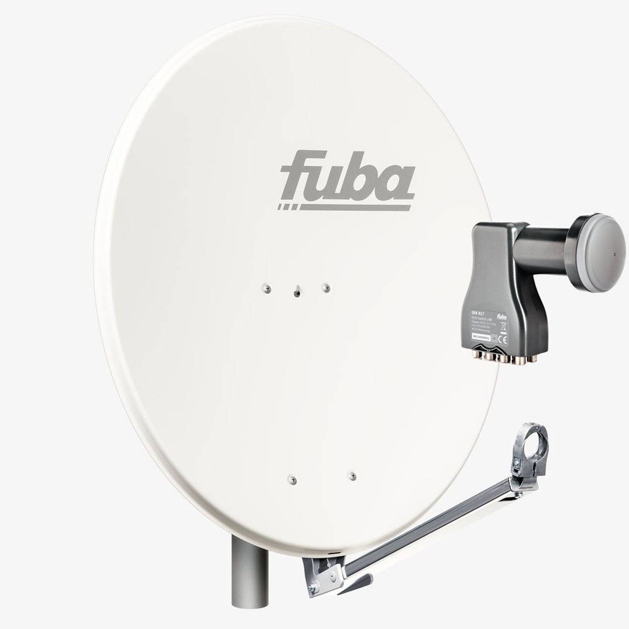 Fuba DAL 808 W Sat Anlage Antenne Schüssel Spiegel Octo LNB DEK 817 8 Teilnehmer Alu Sat-Schüssel/Sat-Spiegel Weiß<br>+ Fuba DEK 817 Octo LNB für