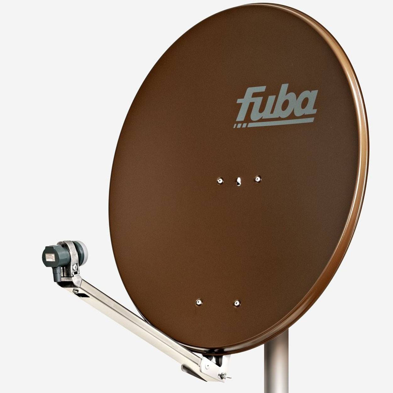 Fuba DAL 801 B + Single LNB Sat Satelliten Anlage Schüssel DEK 117 1 Teilnehmer Alu Spiegel Braun für 1 Teilnehmer HDTV 4K 3D kompatibel Aluminium