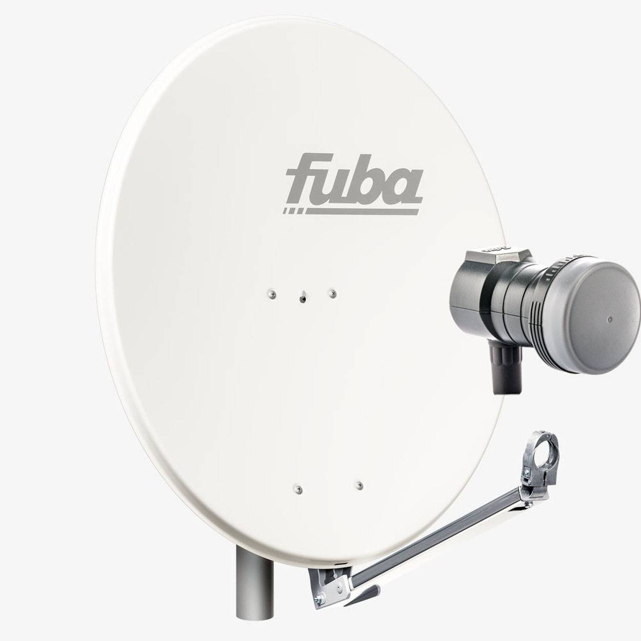 Fuba DAL 801 W Sat Anlage Antenne Schüssel Spiegel Single LNB DEK 117 1 Teilnehmer Alu Sat-Schüssel/Sat-Spiegel Weiß<br>+ Fuba DEK 117 Single LNB