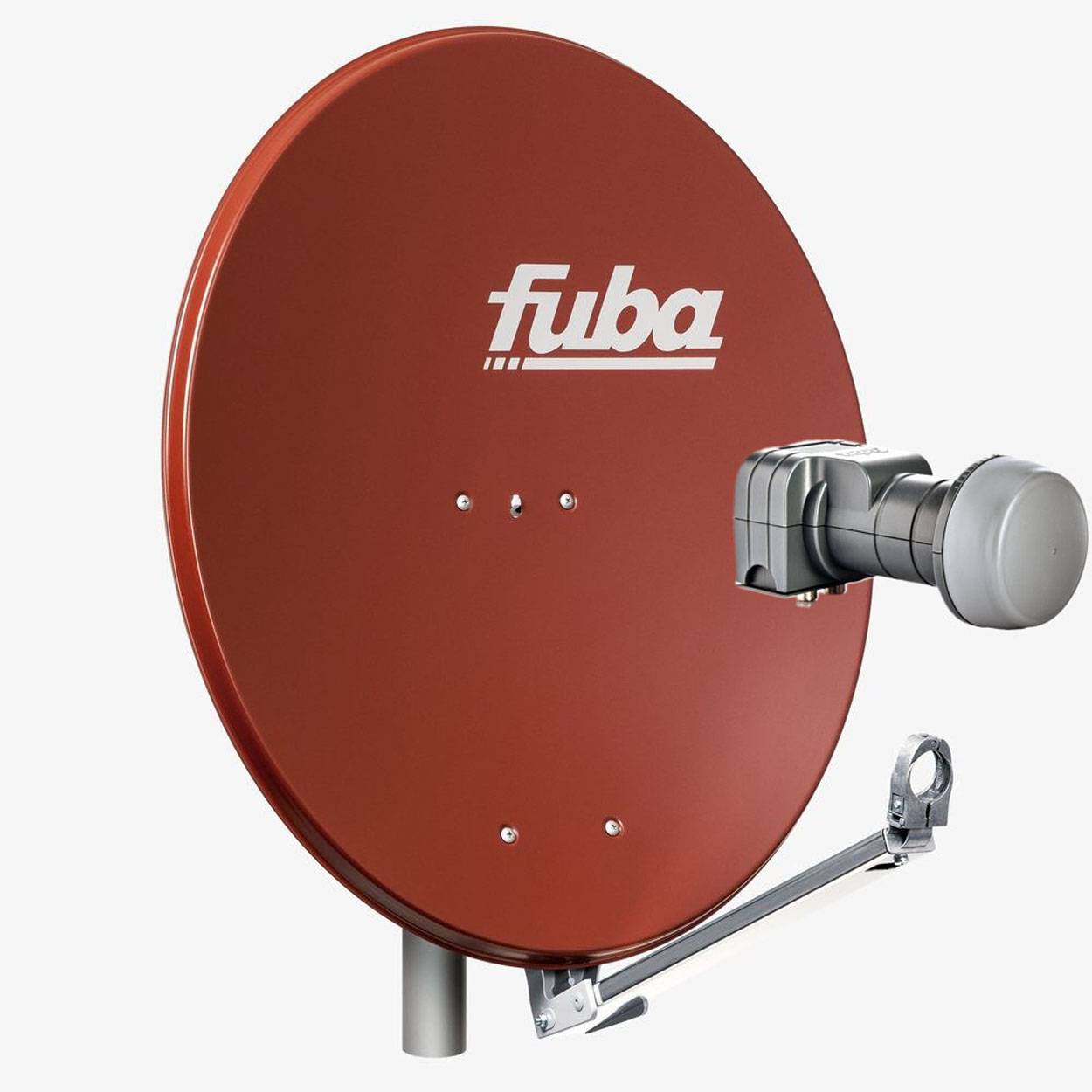 Fuba DAL 802 R Sat Anlage Antenne Schüssel Spiegel Twin LNB DEK 217 2 Teilnehmer Alu Sat-Schüssel/Sat-Spiegel Rot + Fuba DEK 217 Twin LNB für 2 Rec