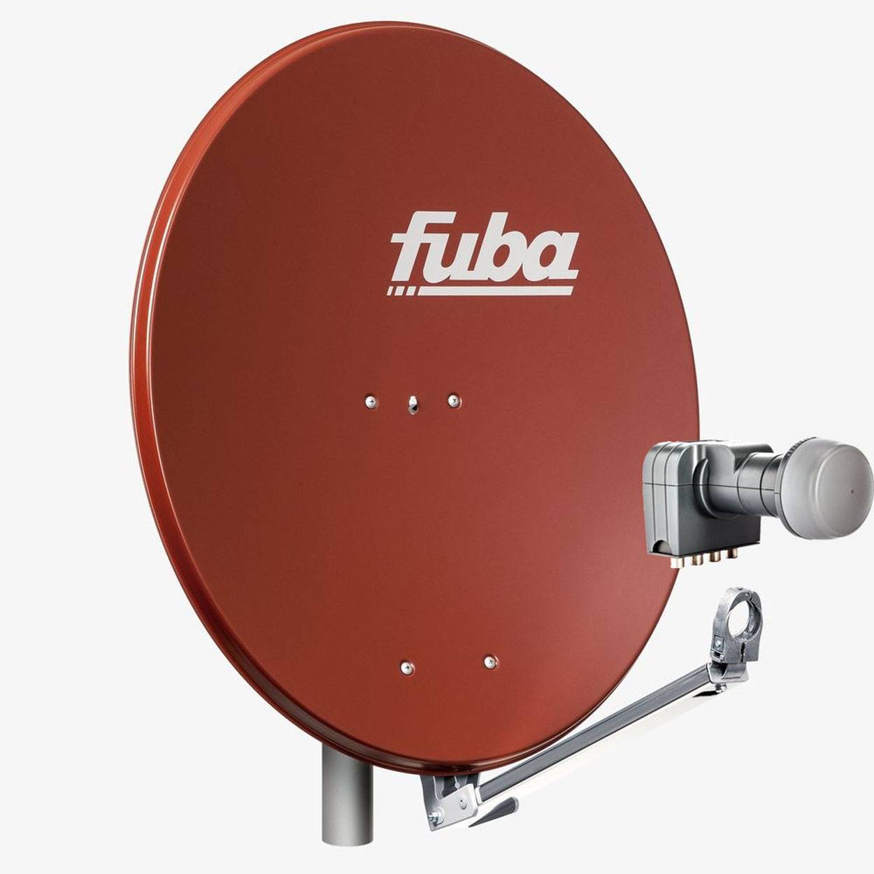 Fuba DAL 804 R Sat Anlage Antenne Schüssel Spiegel Alu Rot Quad LNB DEK 417 4 Teilnehmer (HDTV-, 4K- und 3D-kompatibel)