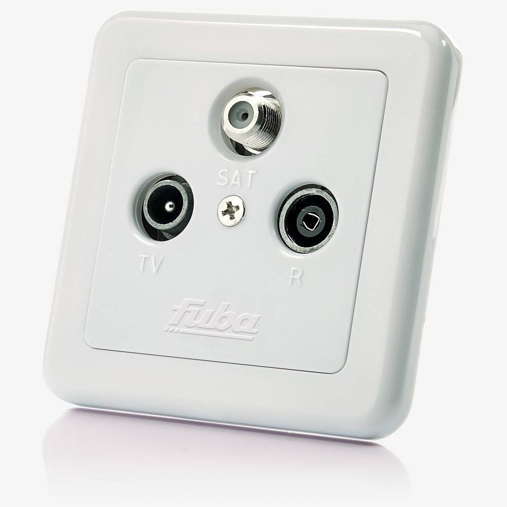 Fuba GAD 300 Antennendose 3-Loch - SAT Kabelfernsehen DVB-T Radio - Unicable-tauglich - Unterputz Antennensteckdose Enddose mit Abdeckplatte