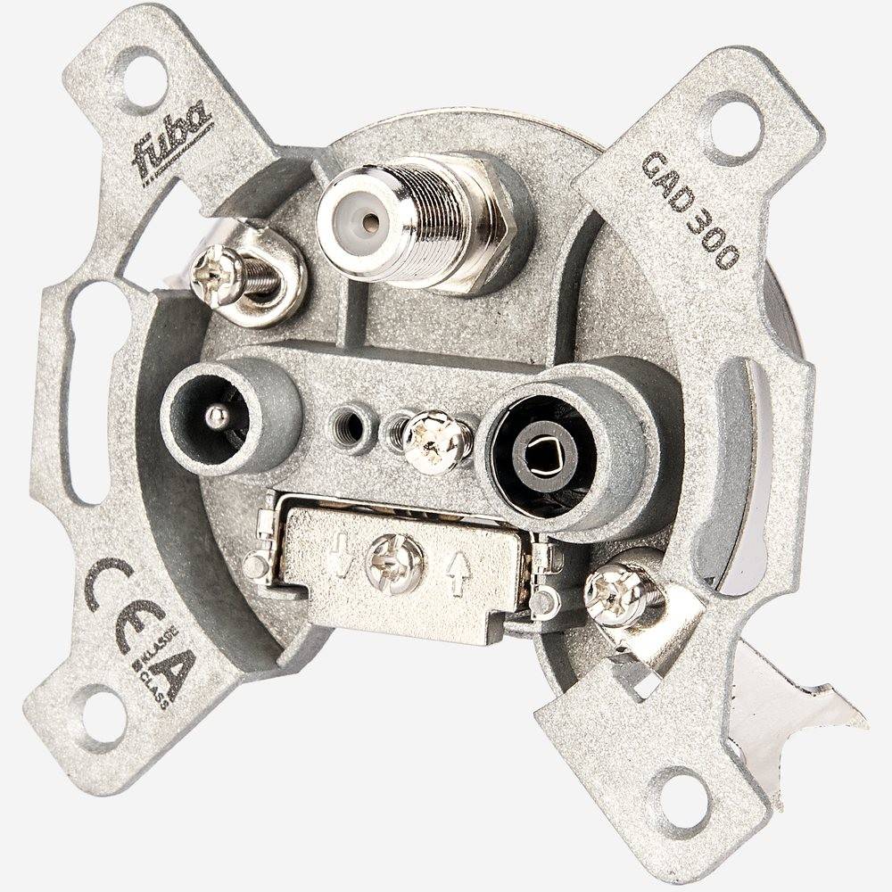 Fuba GAD 300 Antennendose 3-Loch - SAT Kabelfernsehen DVB-T Radio - Unicable-tauglich - Unterputz Antennensteckdose Enddose mit Abdeckplatte