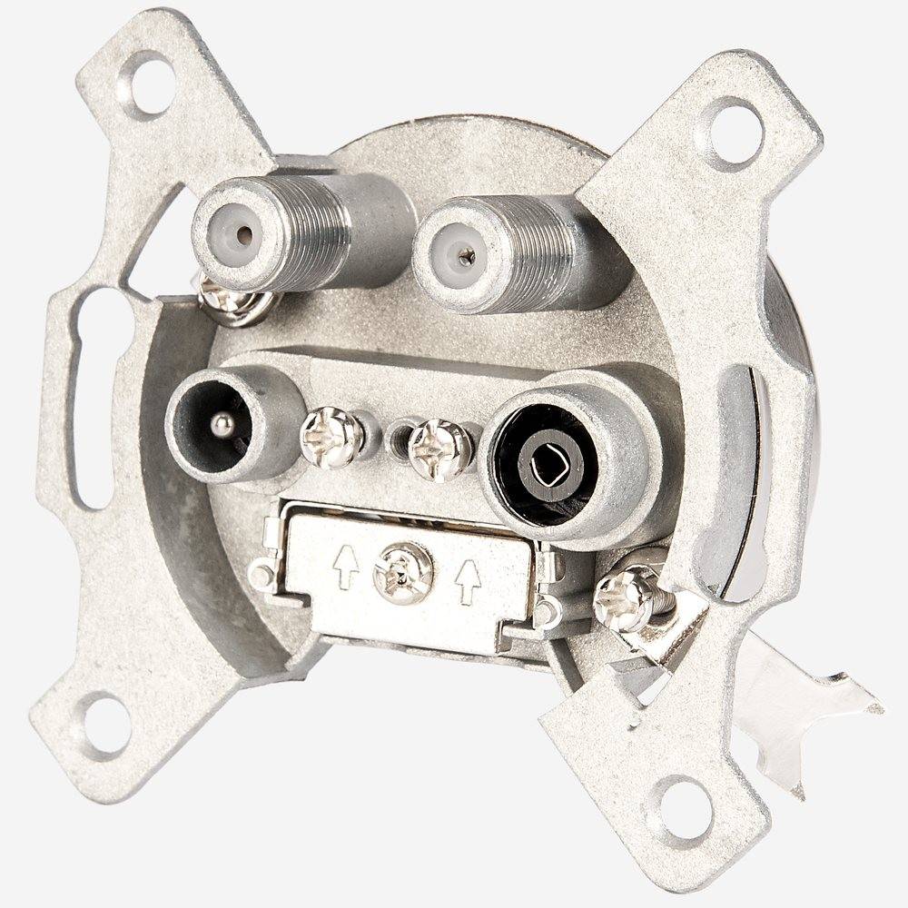 Fuba GAD 400 Antennendose 4-Loch - SAT Kabelfernsehen DVB-T Radio - Unicable-tauglich - Unterputz Antennensteckdose Enddose mit Abdeckplatte