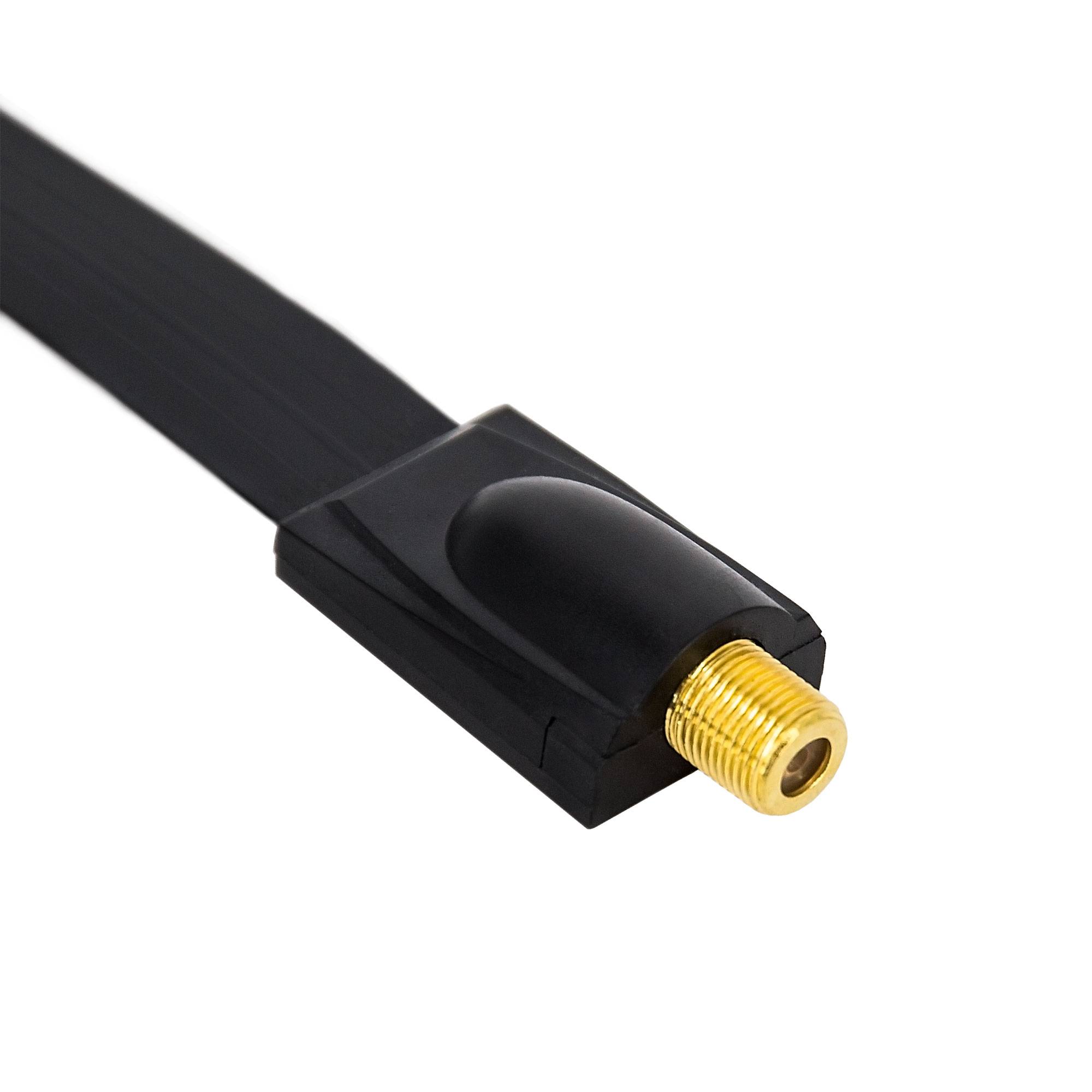 PremiumX 3X SAT-Fensterdurchführung – kein Bohren, kein Handwerker | 2X Klebepads | DVB-C DVB-T | Flachkabel 26cm schwarz