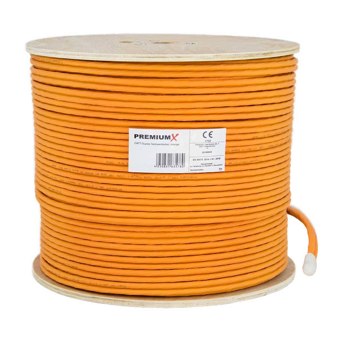 PremiumX 100m CAT 7 Netzwerkkabel Duplex LAN-Kabel Ethernet Datenkabel S/FTP PiMF PoE Eca Cat7 Verlegekabel