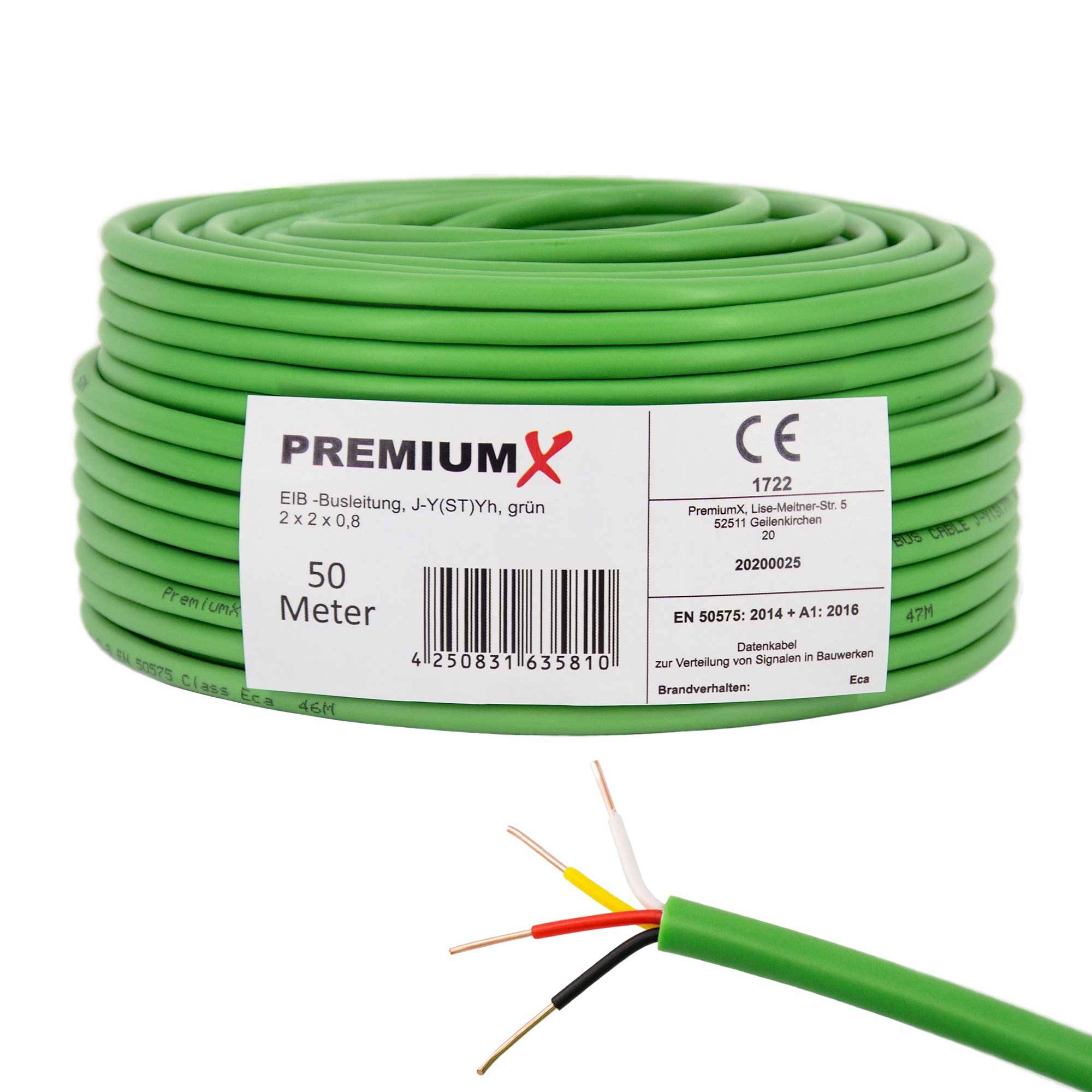 PremiumX 50m EIB KNX Busleitung J-Y(ST)Yh 2x2x0,8 Eca BUS-Kabel Installationsbusleitung Telekommunikationskabel Fernmeldekabel Datenkabel