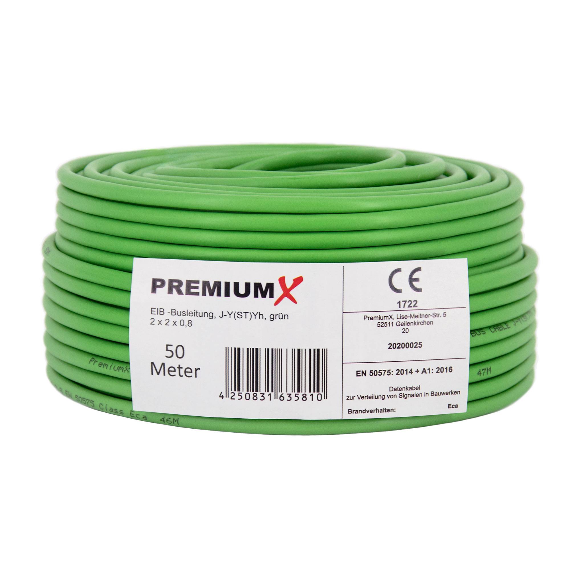 PremiumX 50m EIB KNX Busleitung J-Y(ST)Yh 2x2x0,8 Eca BUS-Kabel Installationsbusleitung Telekommunikationskabel Fernmeldekabel Datenkabel