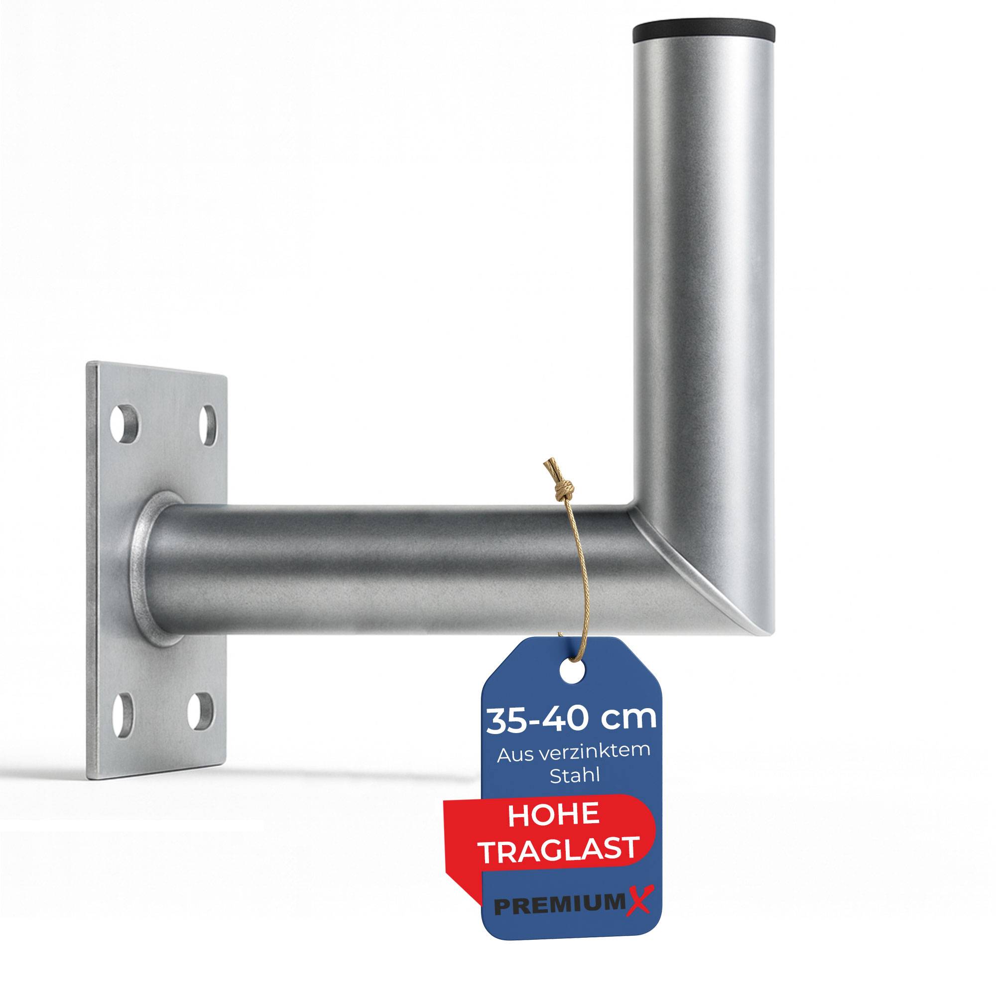 PremiumX 35-40cm Wandhalter Stahl verzinkt Ø 48mm Winkel Wand-Halterung für Satelliten-Schüssel SAT-Antenne