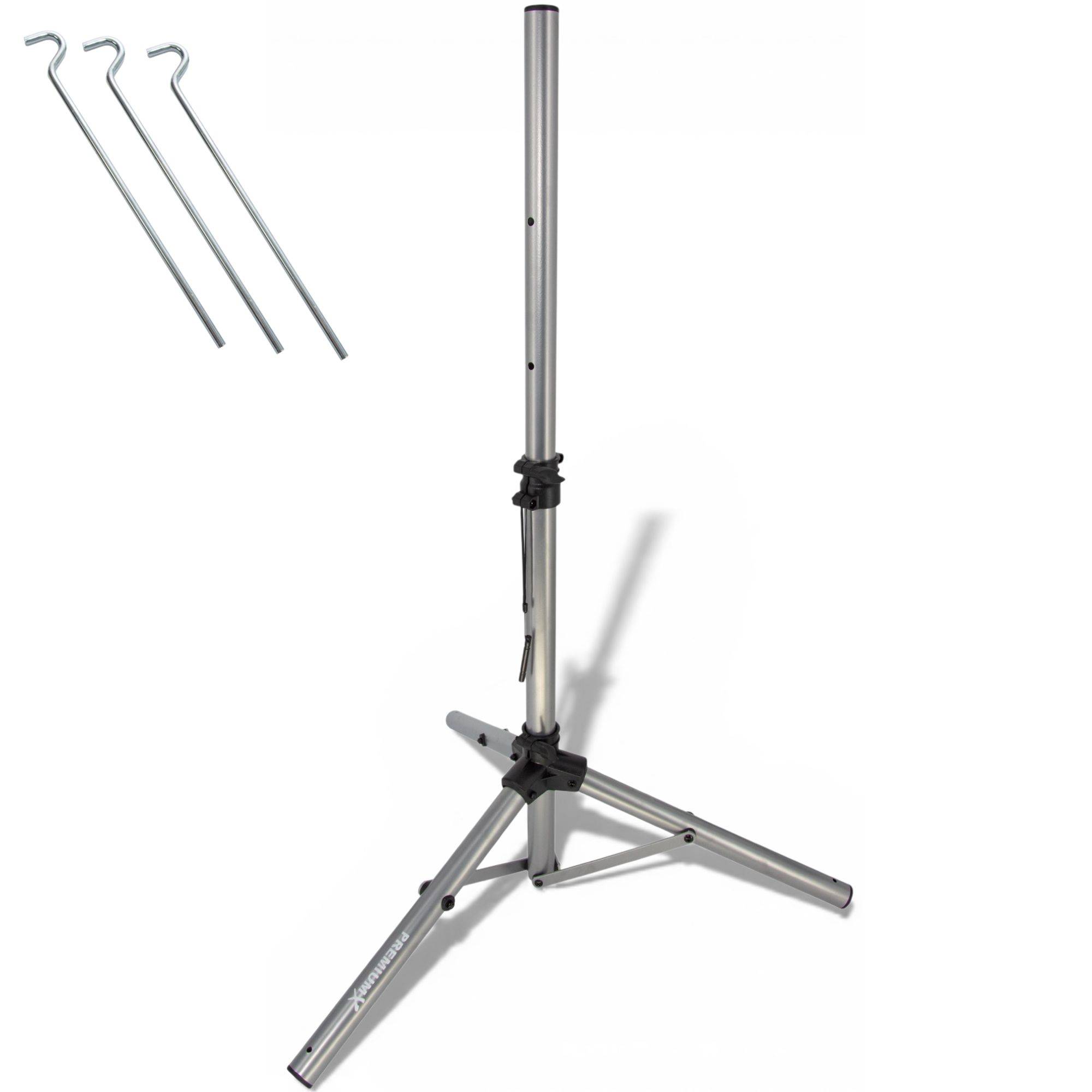 PremiumX 120cm SAT Dreibein Stativ Aluminium Ø 35mm – Bombensicherer Stand inkl. Bodenheringe – Robustes Camping Tripod für Satellitenschüssel