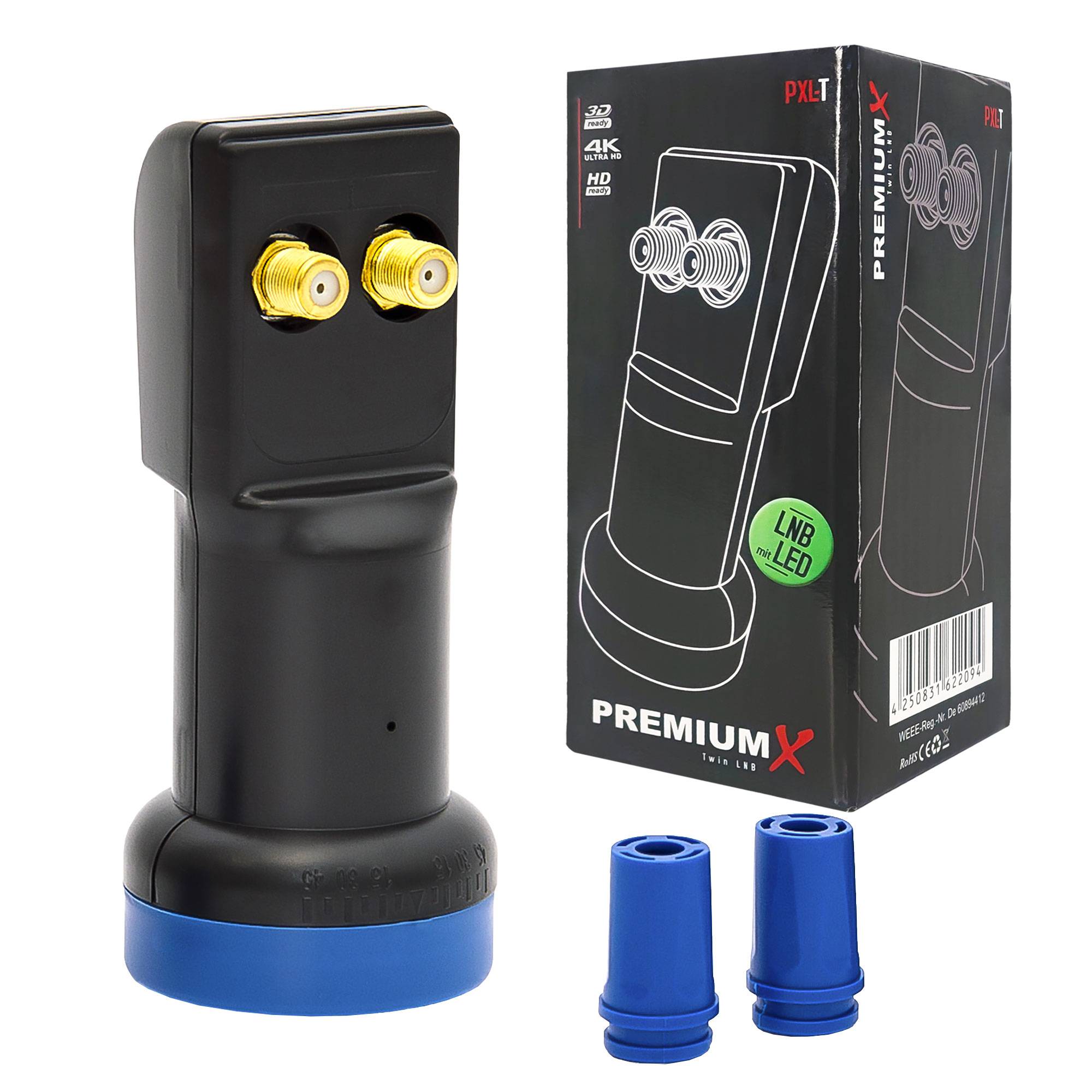Premium X Twin LNB für 2 Teilnehmer mit LTE Filter & Wetterschutz – Full HD 4K für Satellitenschüssel & SAT Receiver digital Sat-LNB für TV UHD