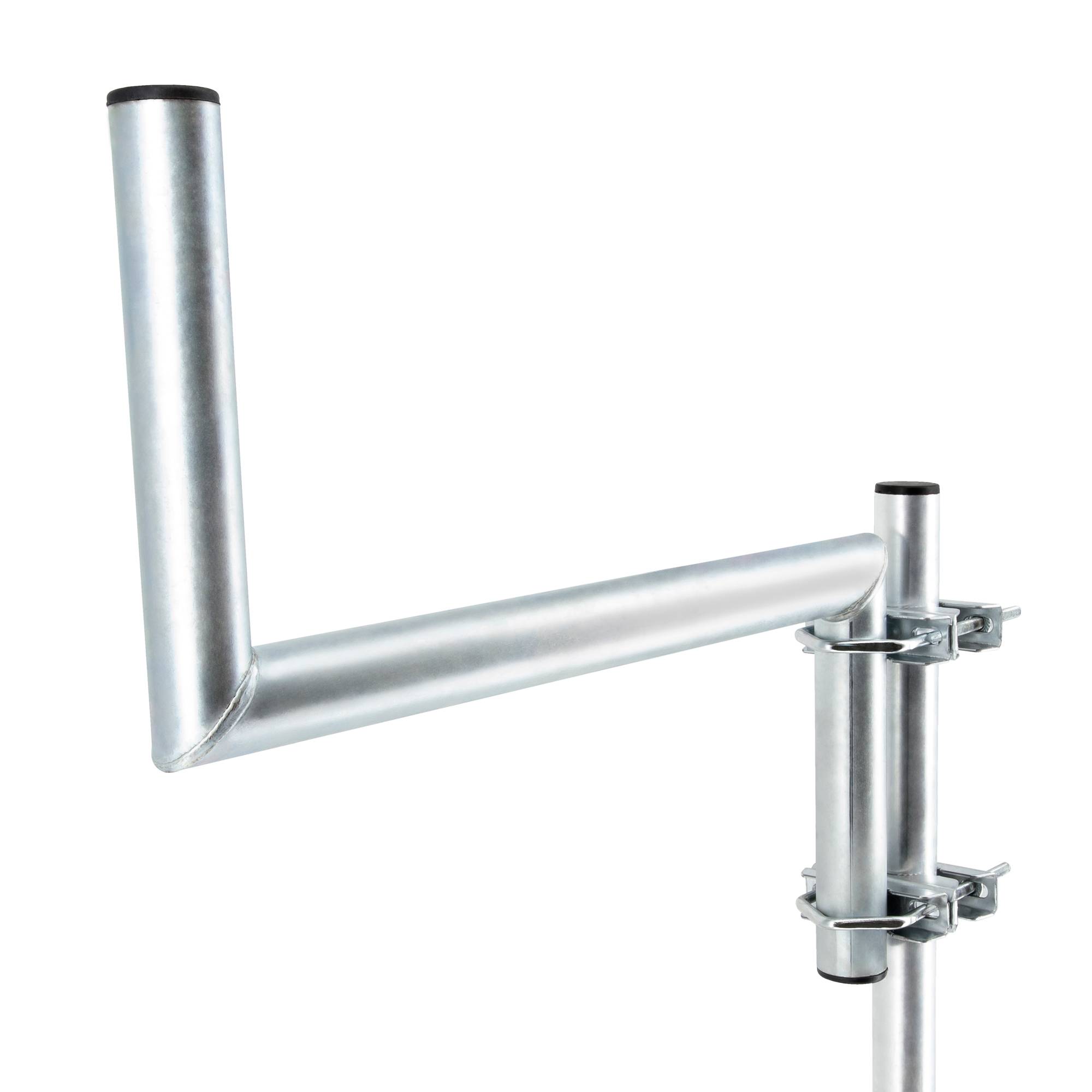 PremiumX Z-Ausleger 50cm Ø 42mm Stahl mit Schellen Antennen-Mast Ausleger Z-Form Halterung für Satellitenschüssel SAT-Spiegel