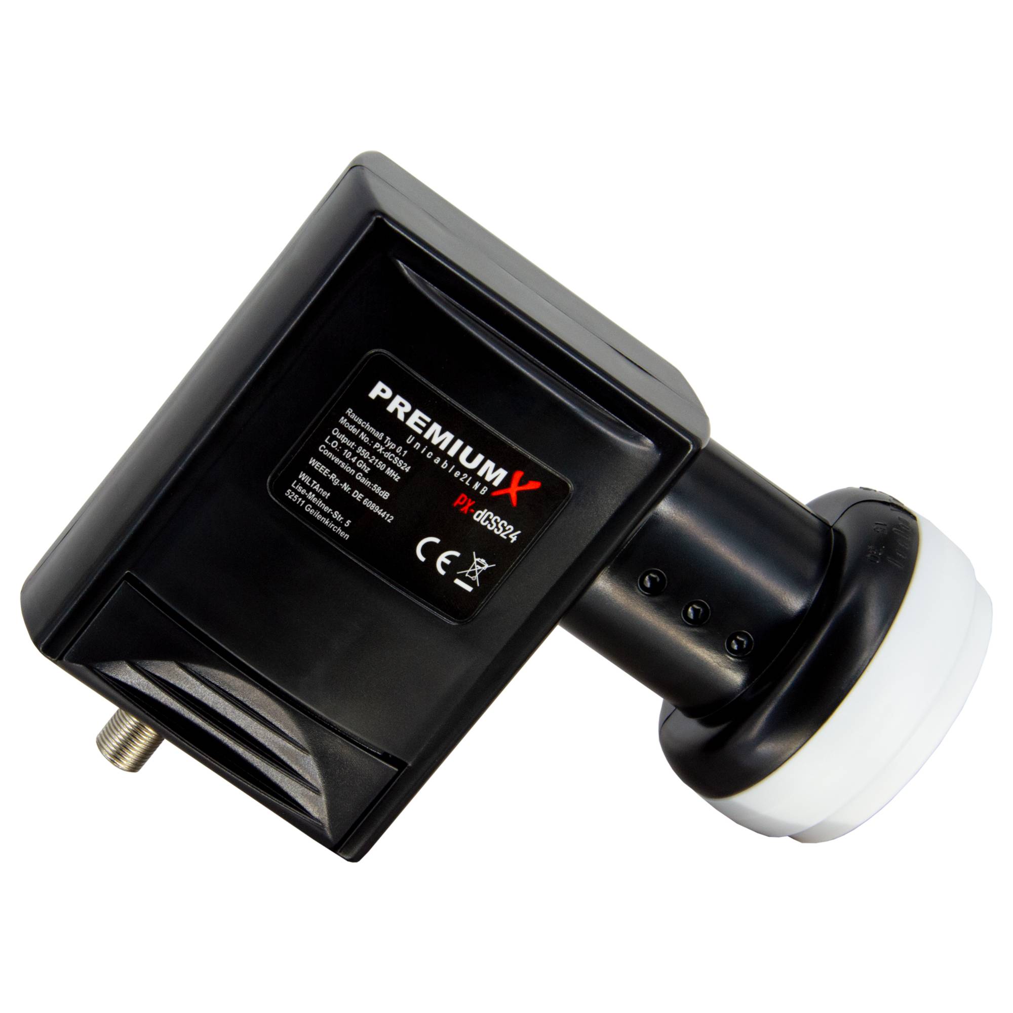 PremiumX Unicable 2 LNB PX-dCSS24 SAT Einkabel-LNB Unicable II dCSS Einkabellösung für bis zu 24 Teilnehmer HDTV 4K