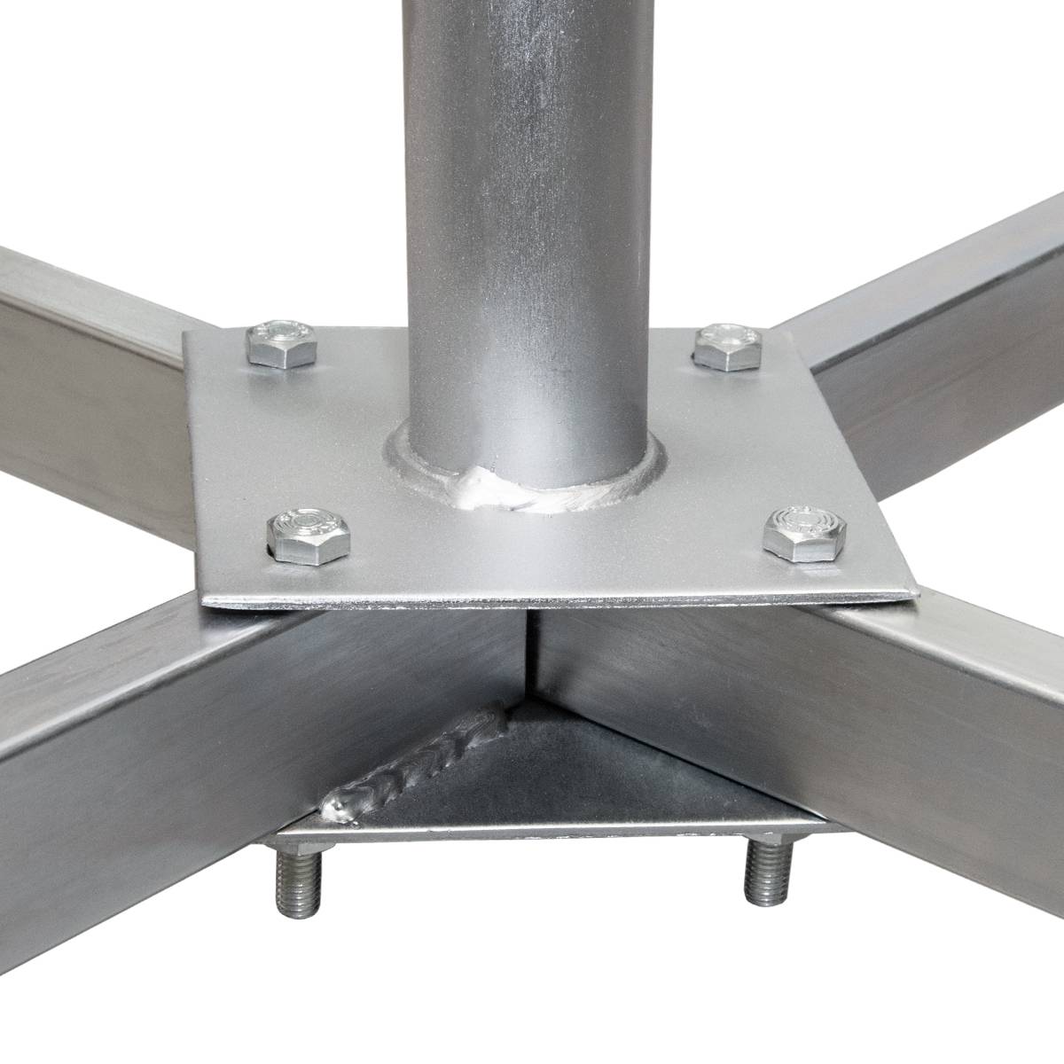 PremiumX SAT Balkonständer 4x 50x50cm Stahl verzinkt 1m Mast 42mm Flachdachständer Ständer Halterung für Satelliten-Schüssel