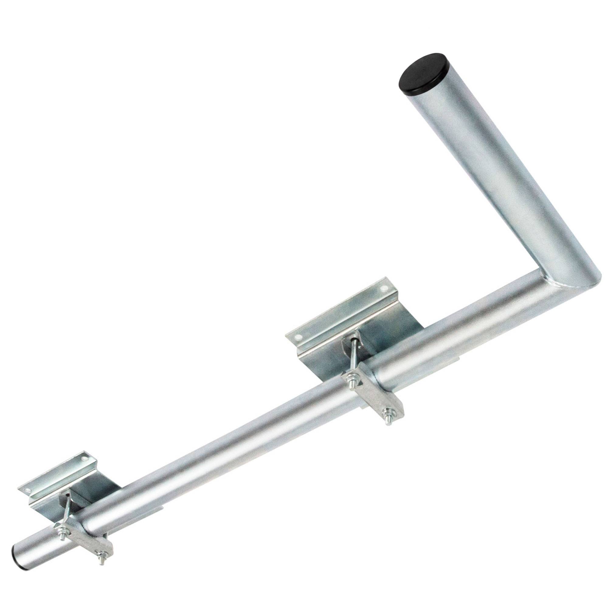 Wand-befestigte Klimmzugstange aus Chrom mit zwei Halterungen und abgewinkelten Griffen auf weißem Hintergrund.