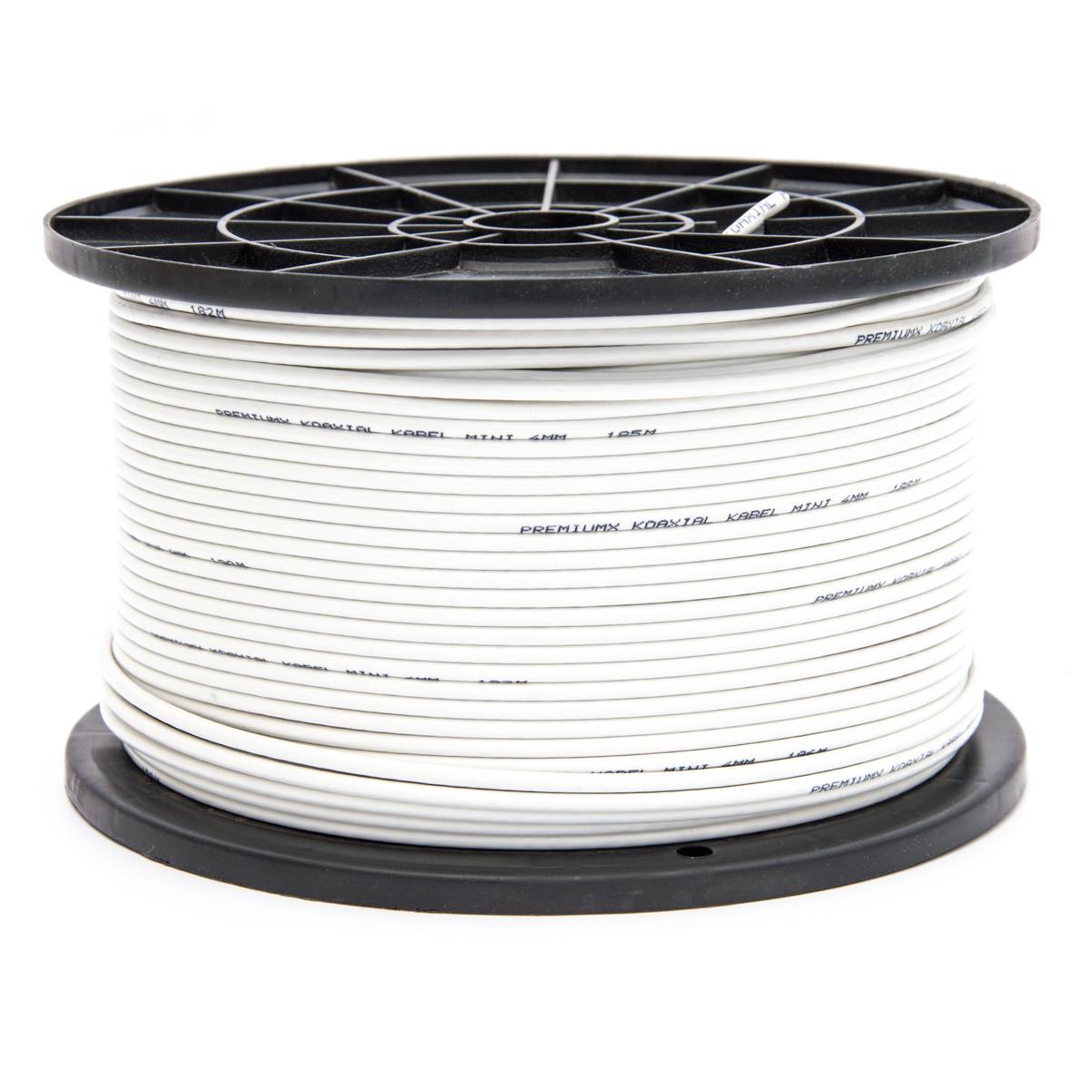 Premium X 200m Sat Koaxial Mini Kabel 90dB 2-Fach geschirmt 4mm Dünnes Antennenkabel FullHD HDTV 3D Weiß 40x F-Stecker