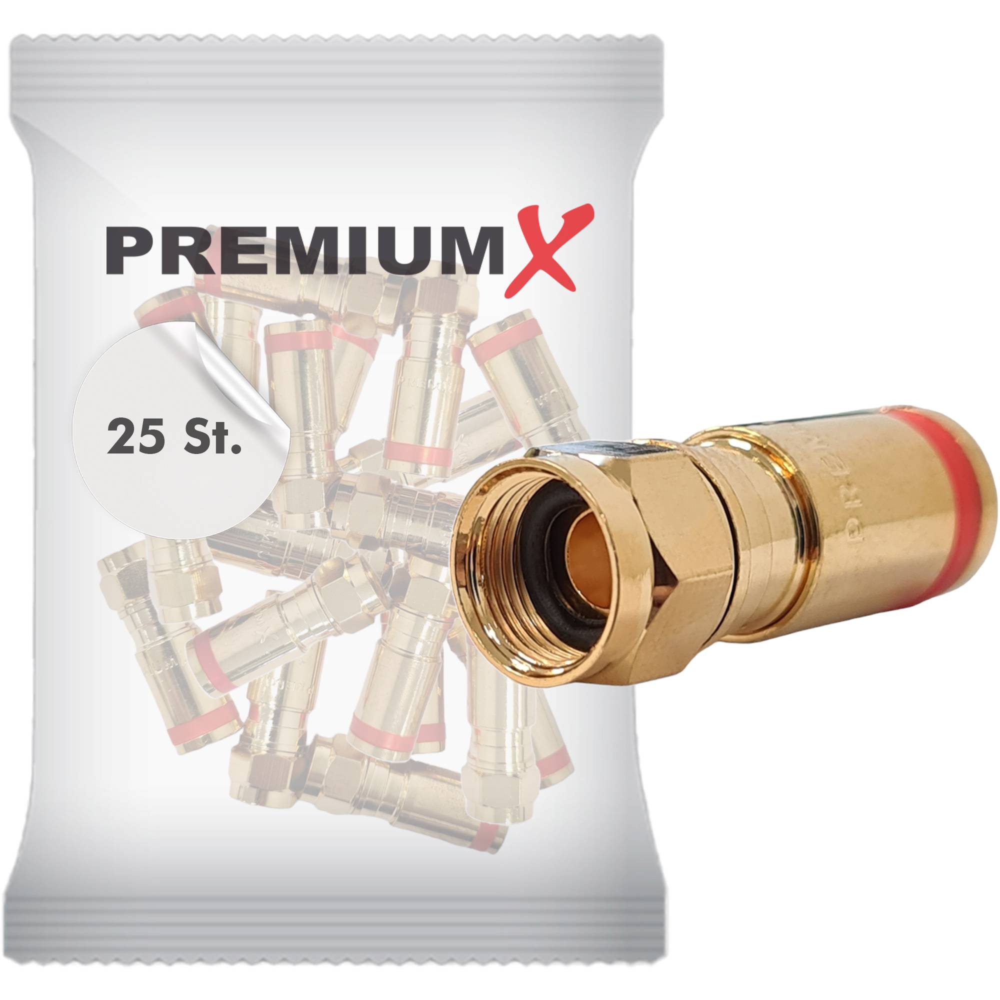 PremiumX 25x Kompressionsstecker XCon G3 F-Kompressionsstecker 7 bis 7,5mm für SAT Kabel Koaxialkabel