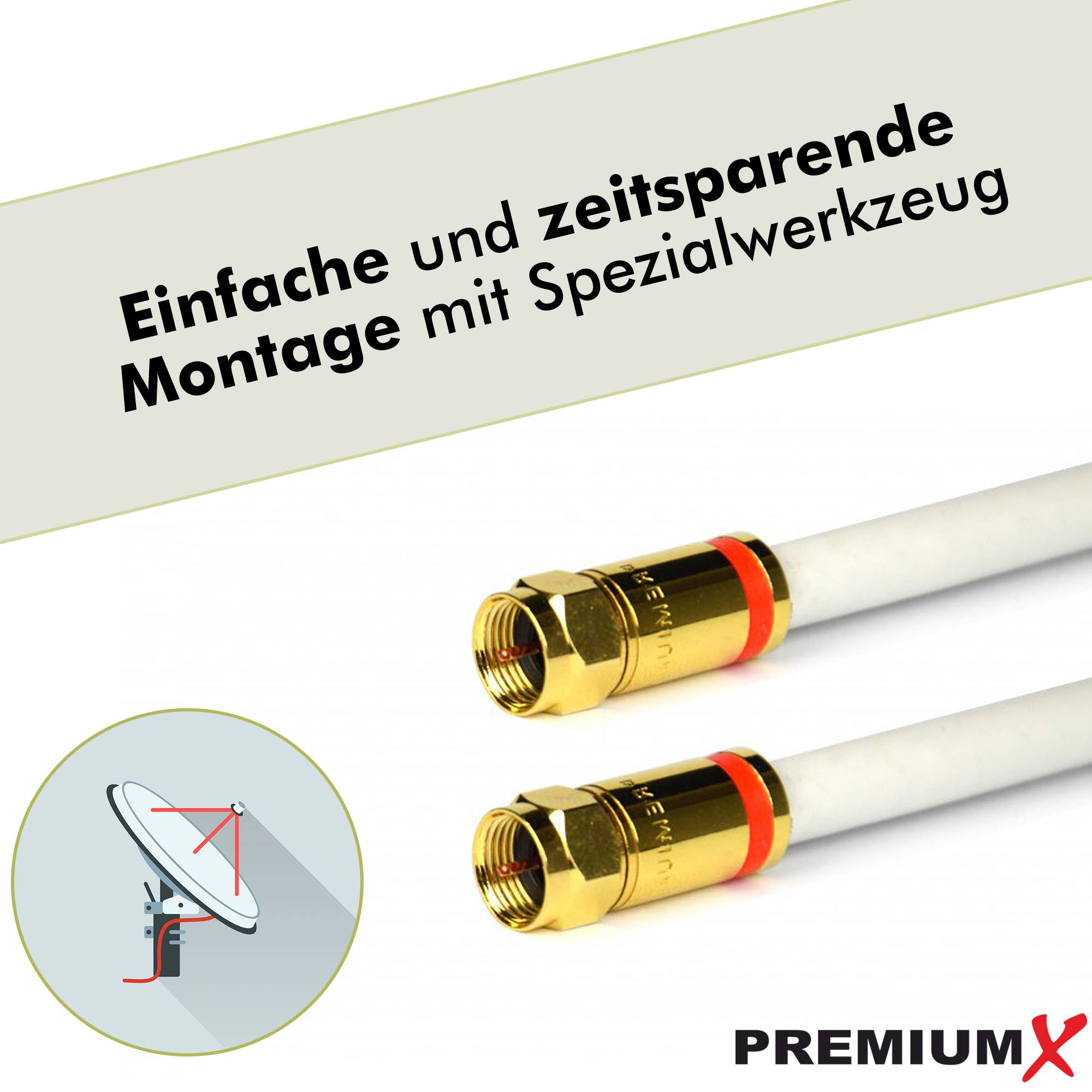 PremiumX 25x Kompressionsstecker XCon G3 F-Kompressionsstecker 7 bis 7,5mm für SAT Kabel Koaxialkabel