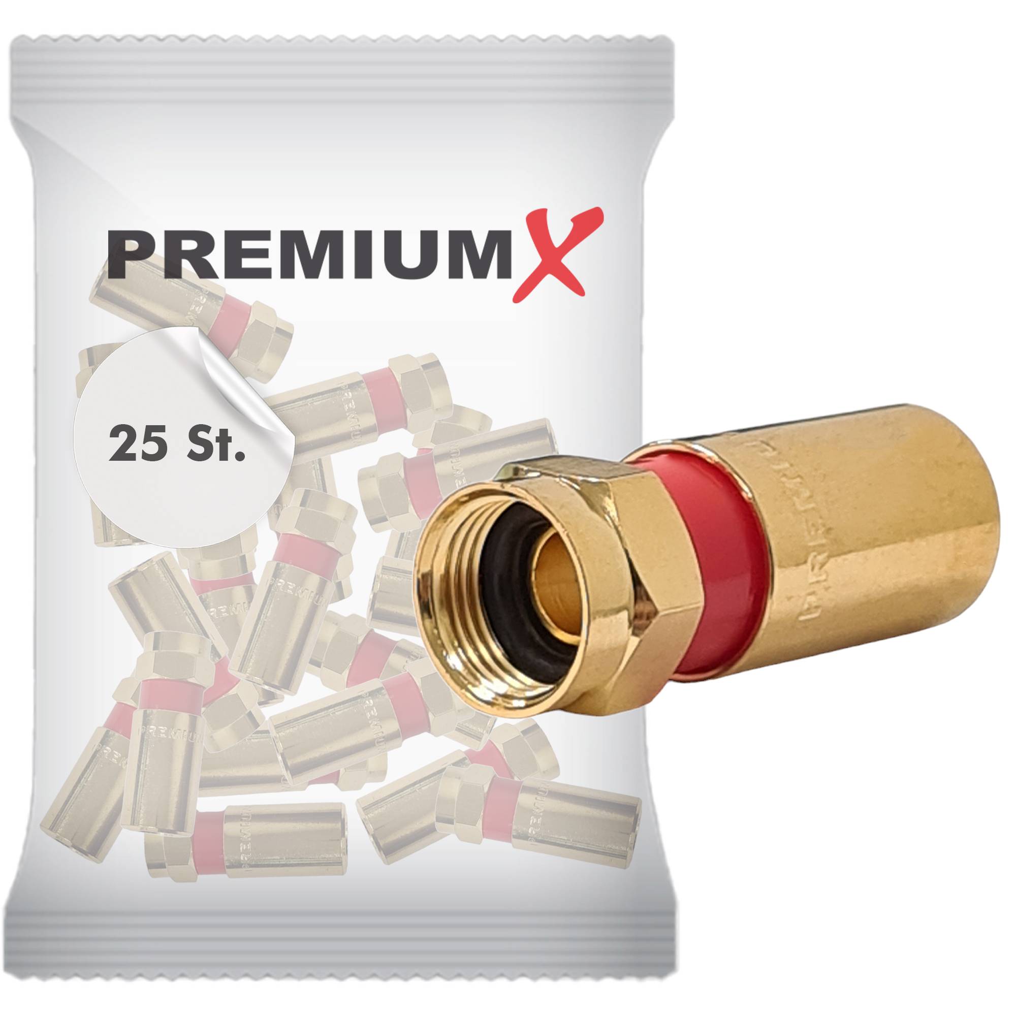 PremiumX 25x Kompressionsstecker XCon G7 F-Kompressionsstecker 7 bis 7,5mm für SAT Kabel Koaxialkabel