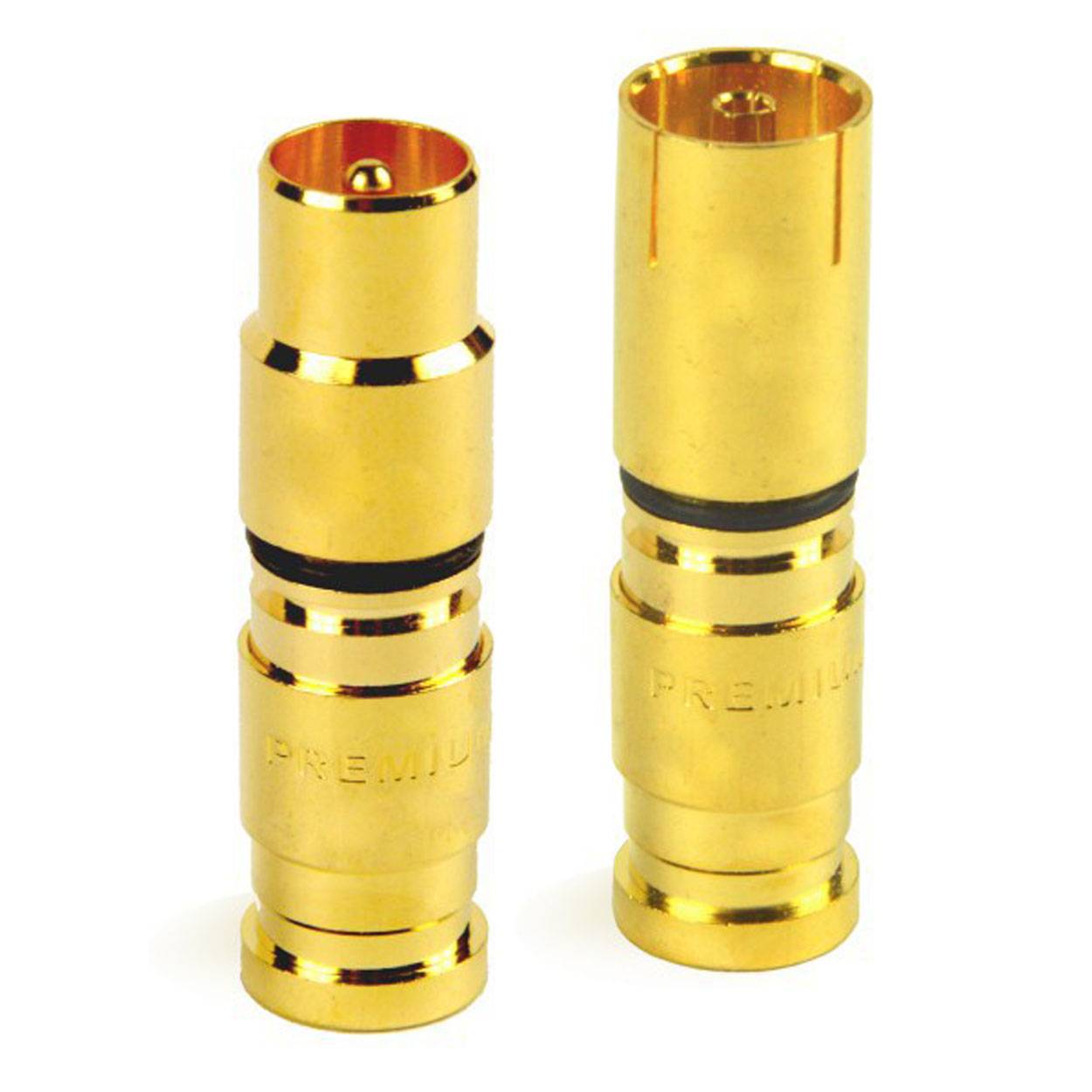 PremiumX 20x Kompressionsstecker 10x Buchse weiblich (TV-GF1) + 10x Stecker männlich (TV-GM1) Vergoldet