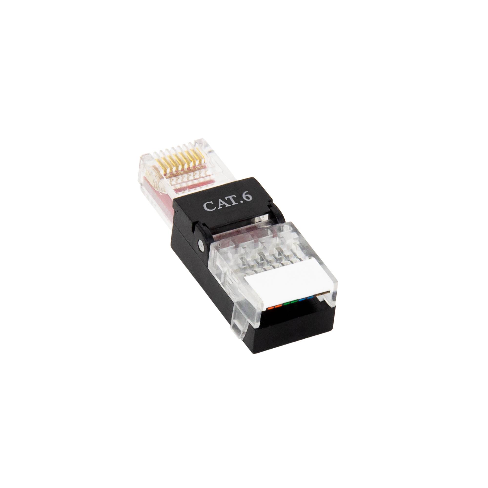 PremiumX 4x Netzwerkstecker ungeschirmt RJ45 CAT6 Adapter Kupplung für Verlegekabel AWG 24 bis 26 Innenleiter LAN Stecker werkzeuglos 1 Gbit/s