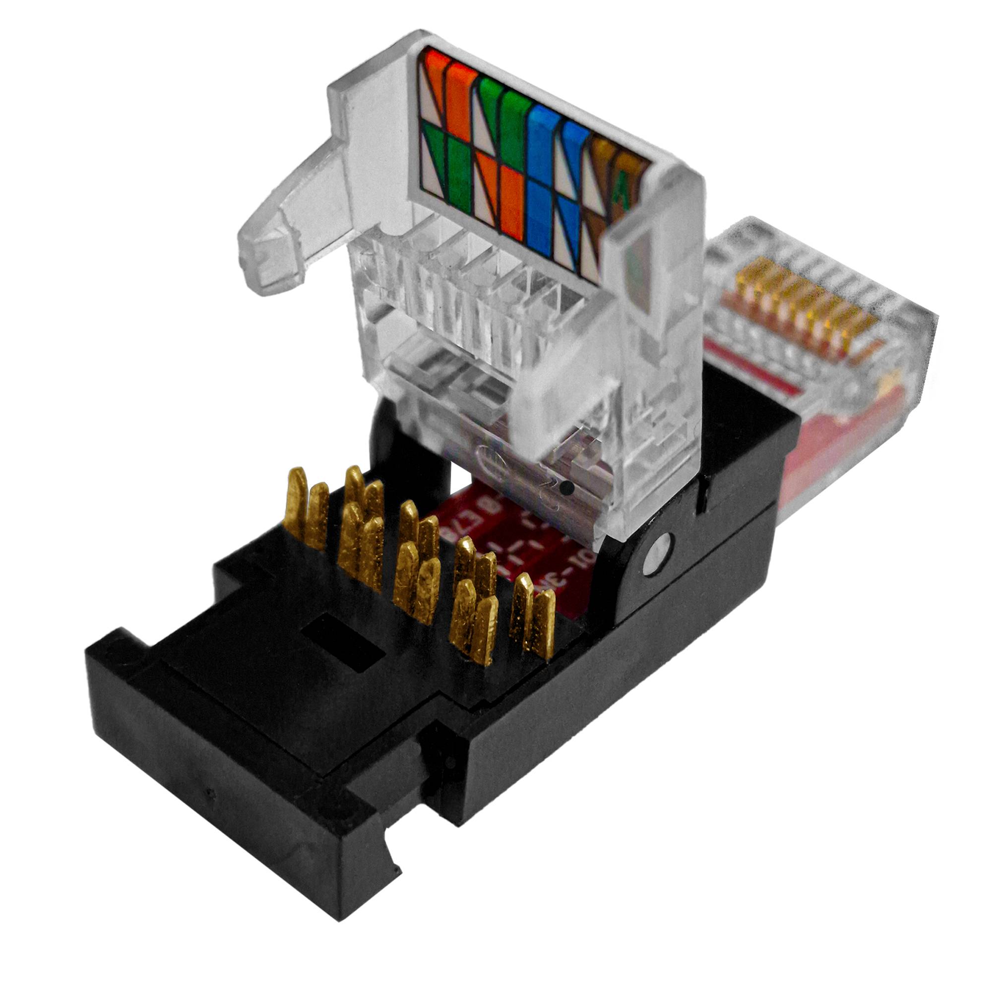 PremiumX 4x Netzwerkstecker ungeschirmt RJ45 CAT5e Adapter Kupplung für Verlegekabel CAT5 und CAT6 AWG 24 bis 26 Innenleiter LAN Stecker werkzeuglos