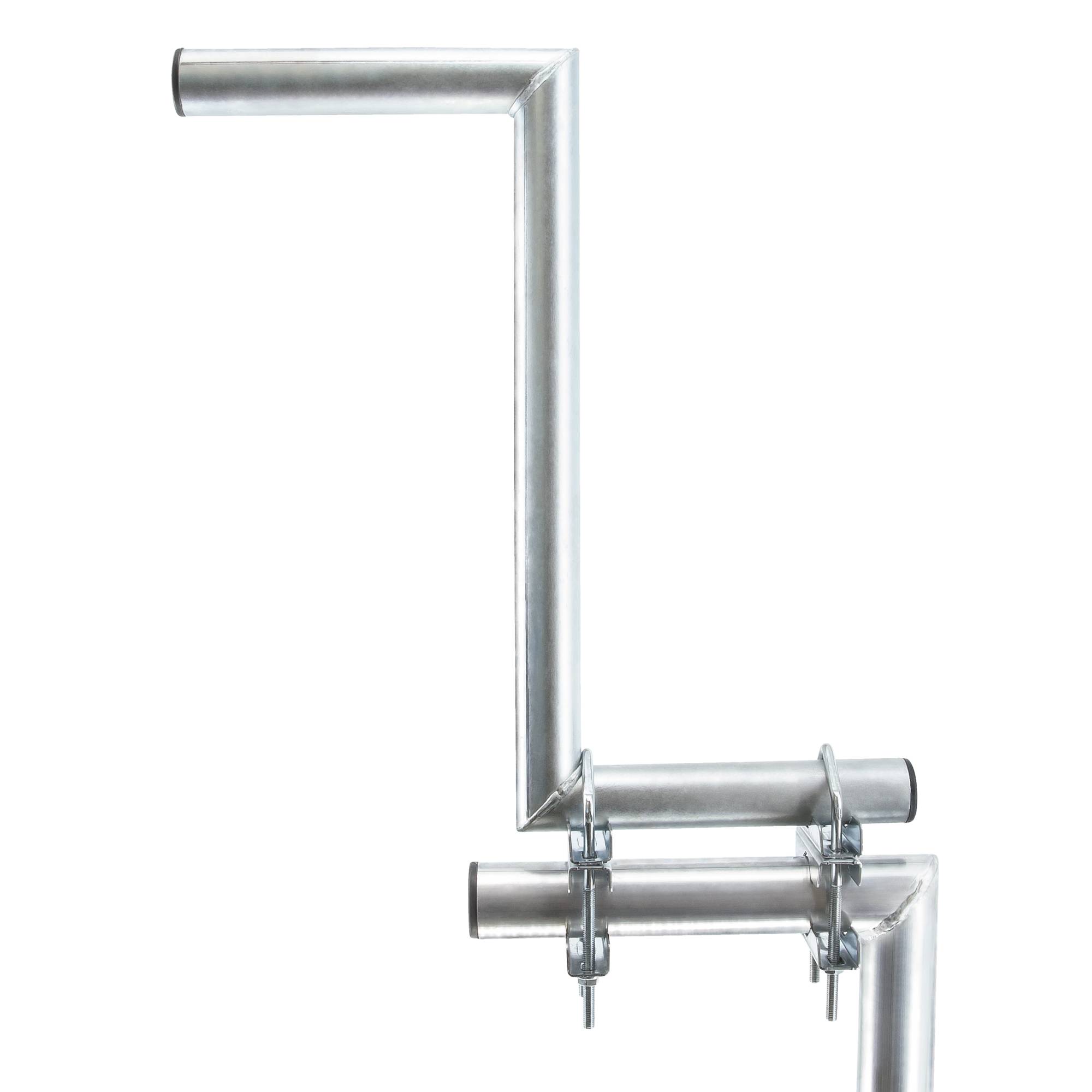 SkyRevolt Z-Ausleger 50 cm Rohr 48 mm mit Zahnschellen Geländer-Ausleger SAT-Antenne Mast-Ausleger Z-Halterung für Satelliten-Schüssel Stahl verzin