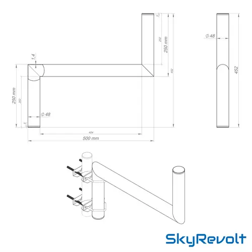 SkyRevolt Z-Ausleger 50 cm Rohr 48 mm mit Zahnschellen Geländer-Ausleger SAT-Antenne Mast-Ausleger Z-Halterung für Satelliten-Schüssel Stahl verzin SkyRevolt Z-Ausleger 50 cm Rohr 48 mm mit Zahnschellen Geländer-Ausleger SAT-Antenne Mast-Ausleger Z-Halterung für Satelliten-Schüssel Stahl verzin
