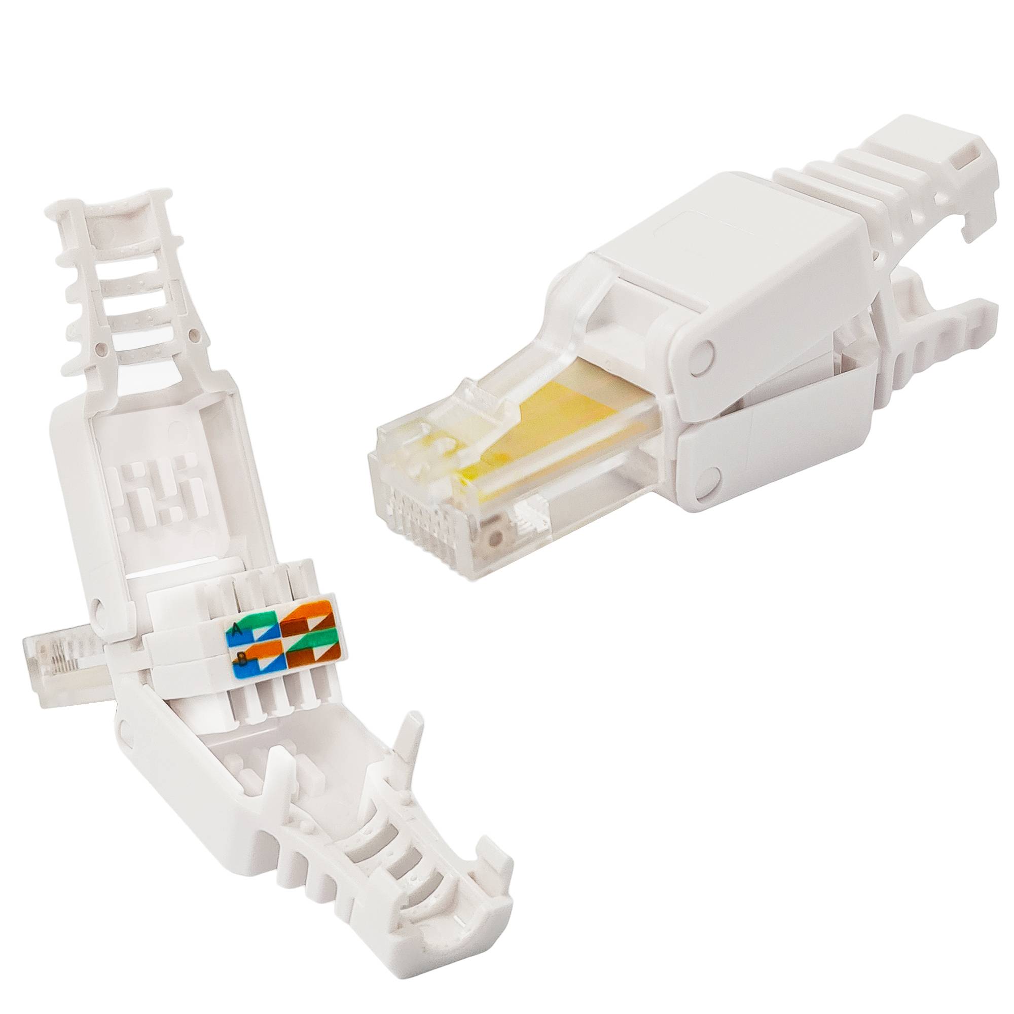 PremiumX 100x Netzwerkstecker CAT5e RJ45 Adapter Kupplung für CAT5 und CAT6 Verlegekabel Patchkabel AWG 24, 25 und 26 Innenleiter LAN Stecker
