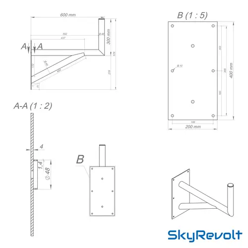 SkyRevolt 60cm Wandhalter Stahl verzinkt SAT-Halterung mit Stützelement Auslegerlänge 600mm Auslegerhöhe 300mm Grundplatte 400x200mm Wandhalterung SkyRevolt 60cm Wandhalter Stahl verzinkt SAT-Halterung mit Stützelement Auslegerlänge 600mm Auslegerhöhe 300mm Grundplatte 400x200mm Wandhalterung