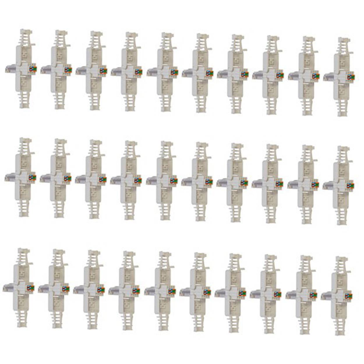 PremiumX 30x Netzwerkstecker CAT5e RJ45 Adapter Kupplung für CAT5 und CAT6 Verlegekabel Patchkabel AWG 24, 25 und 26 Innenleiter LAN Stecker