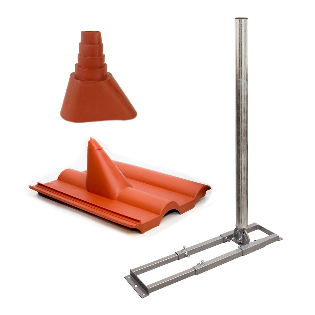 SkyRevolt SAT Dachsparrenhalter 1 m Mast 60 mm Stahl feuerverzinkt Sparren-Halterung für Satelliten-Antenne Satellitenschüssel mit Frankfurter Dacha