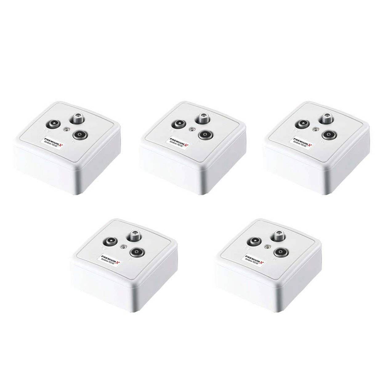 PremiumX 5x PX3-DC 3-fach Sat Durchgangsdose DC-Durchgang Antennendose Dose SAT TV Radio DVB-T Unicable Aufputz Unterputz