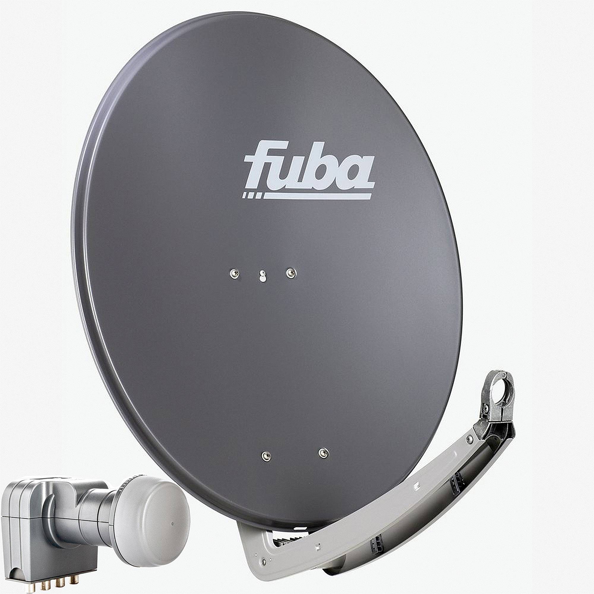 Fuba Antenne 74x84 cm Alu Anthrazit DAA 780 A DEK 417 Quad LNB Quattro-Switch FuLLHD