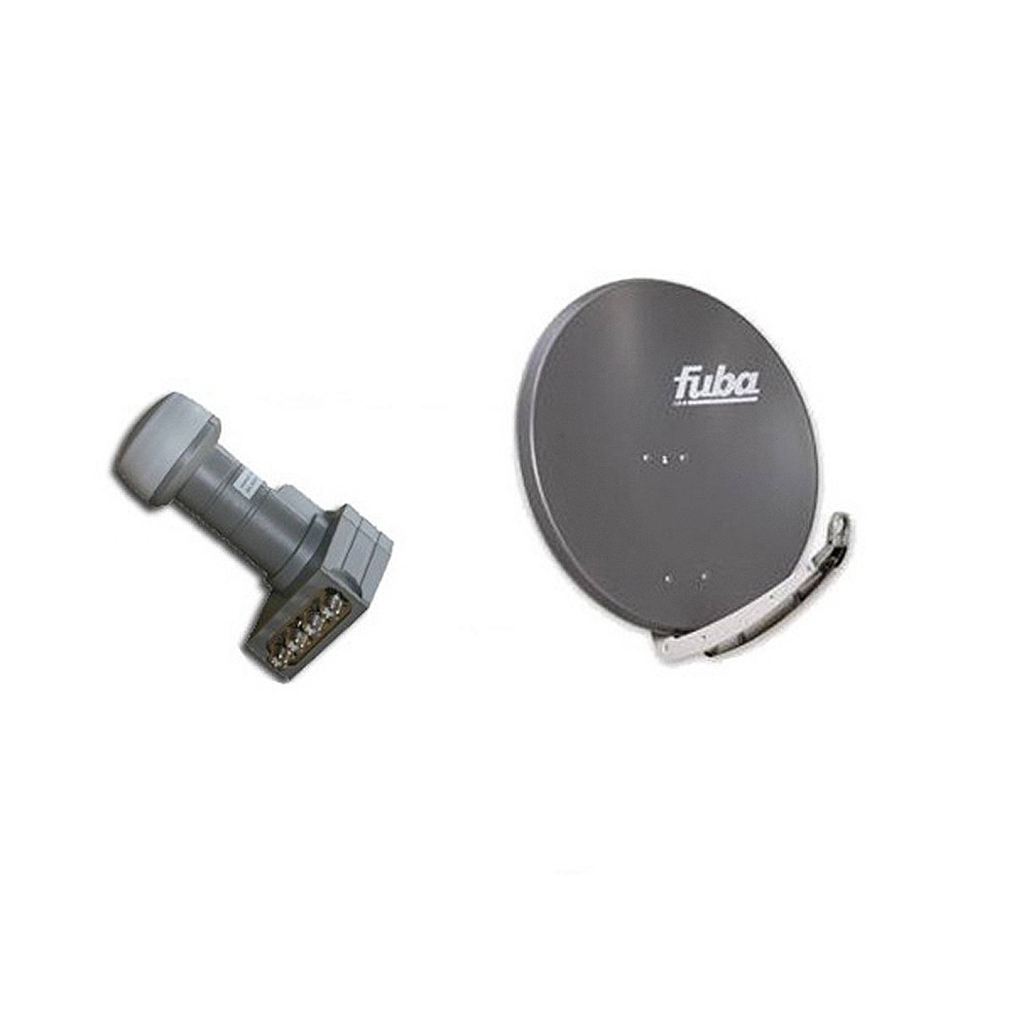 Fuba Antenne 74x84 cm Alu Anthrazit DAA 780 A DEK 417 Quad LNB Quattro-Switch FuLLHD