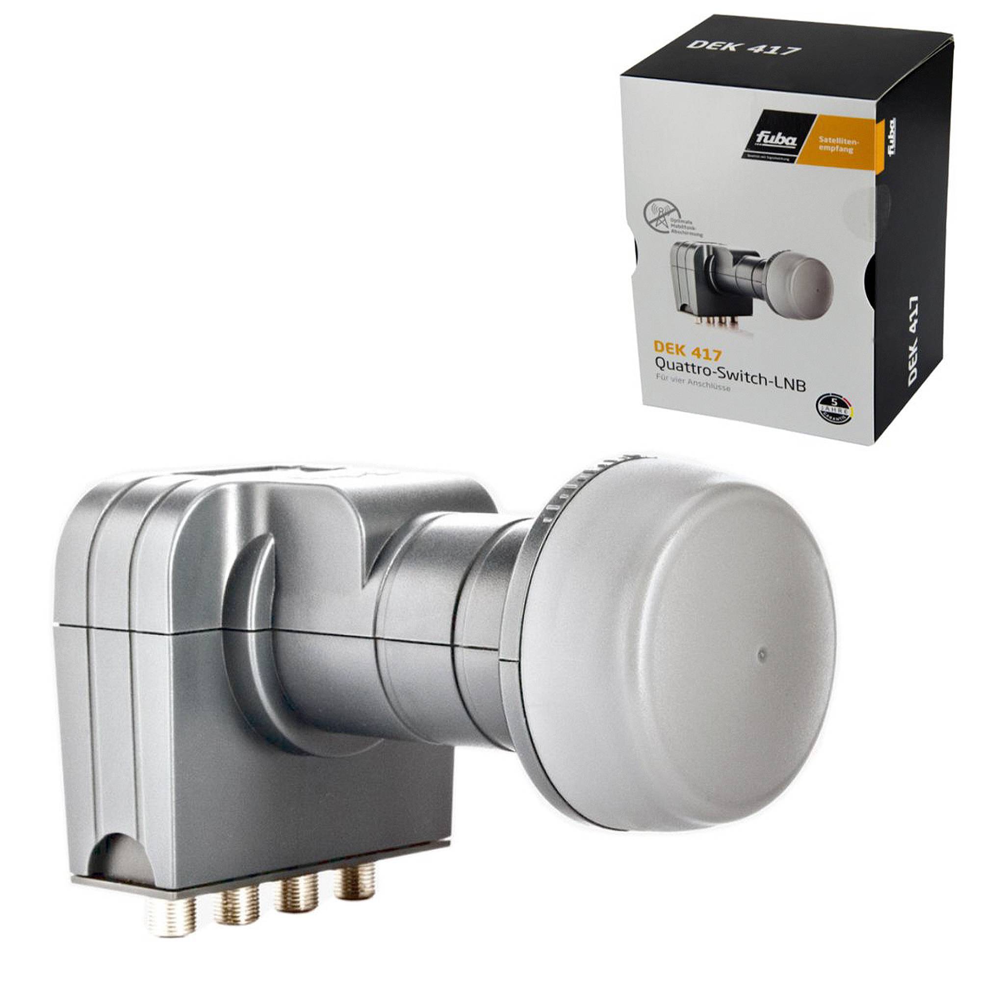 Fuba Antenne 74x84 cm Alu Anthrazit DAA 780 A DEK 417 Quad LNB Quattro-Switch FuLLHD