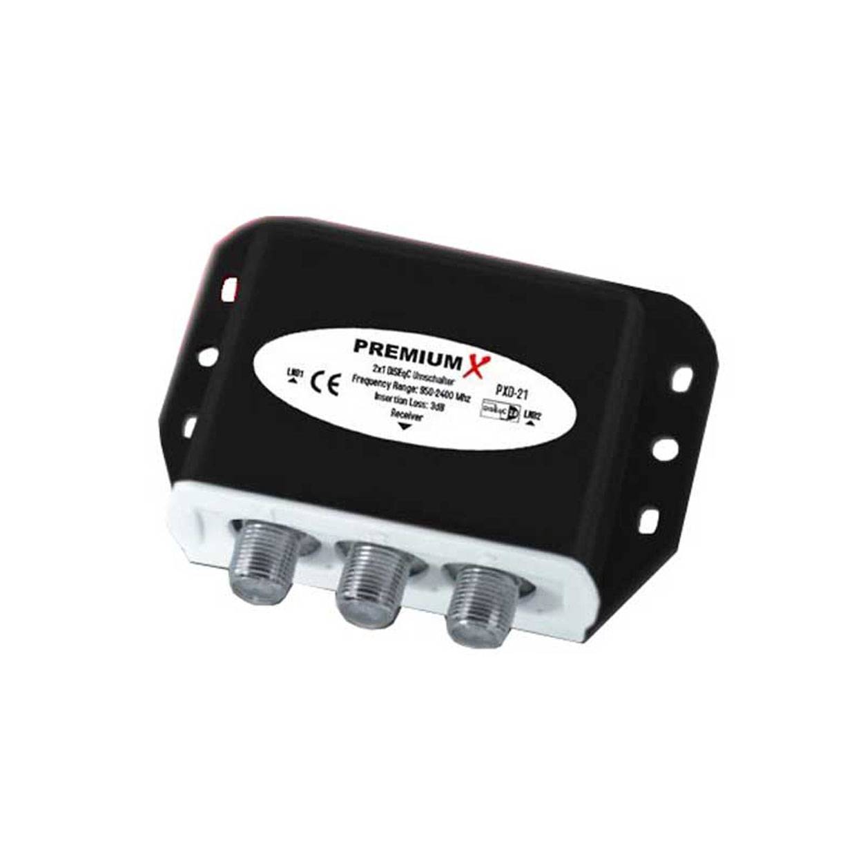 2x PremiumX PXD-21 DiSEqC Schalter 2/1 SAT Umschalter 2.0 Switch Diseq C mit Wetterschutzgehäuse DVB-S/ DVB_S2 SAT Satellitenweiche TV Switch