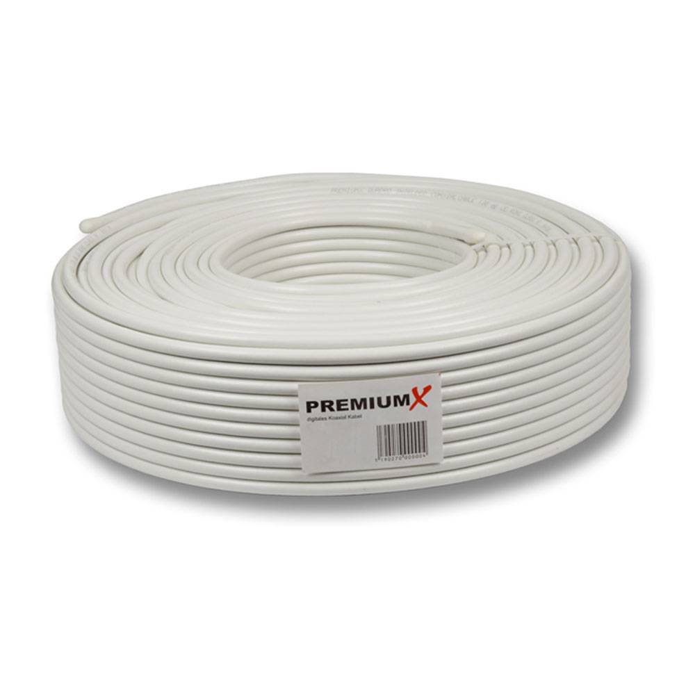 PremiumX 50m Koaxial Kabel 130 dB 5-Fach geschirmt reines Kupfer SAT Antennenkabel 130dB 50 Meter (0,68€/M)