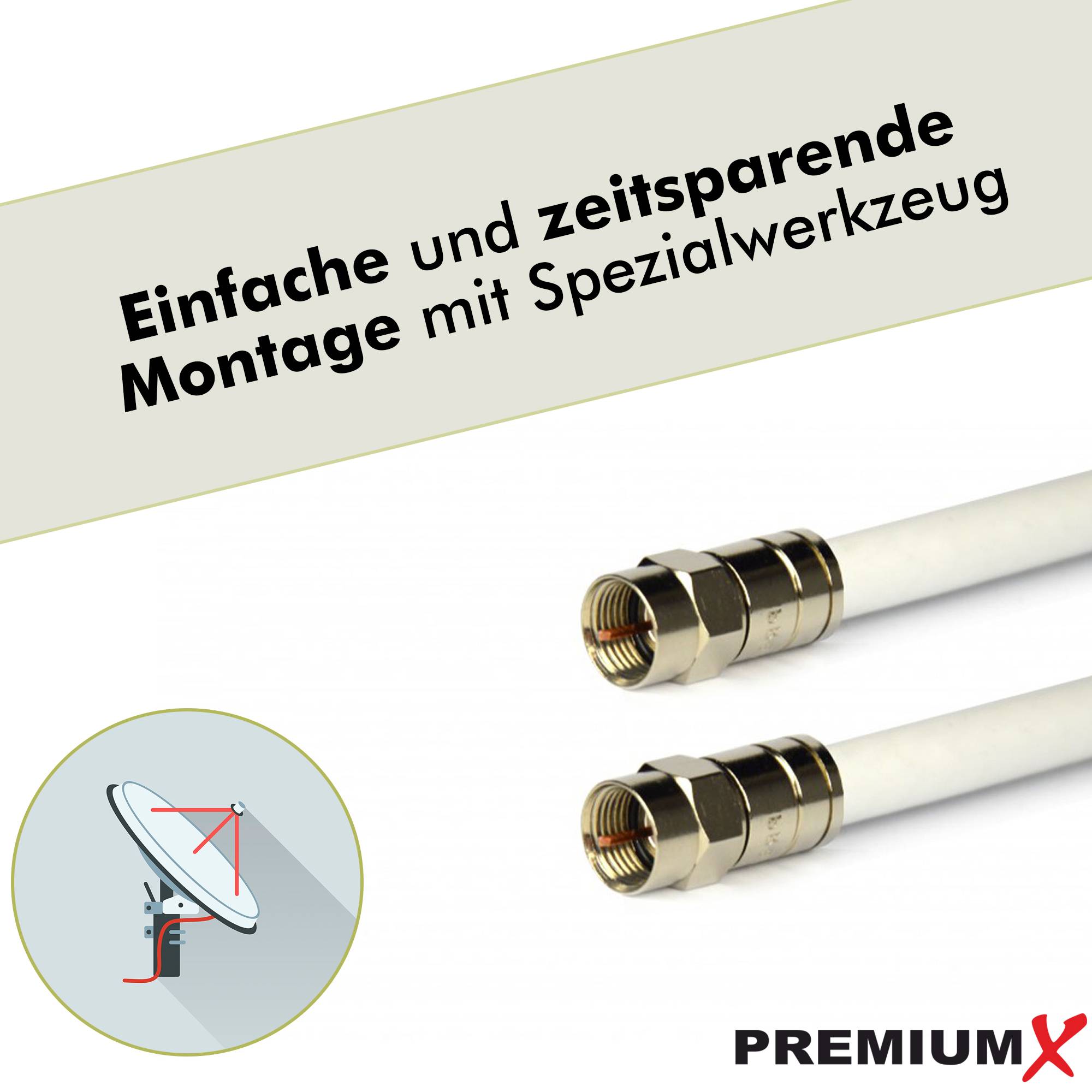 PremiumX 100x Kompressionsstecker XCon S6 F-Kompressionsstecker 7 bis 7,5mm für SAT Kabel Koaxialkabel