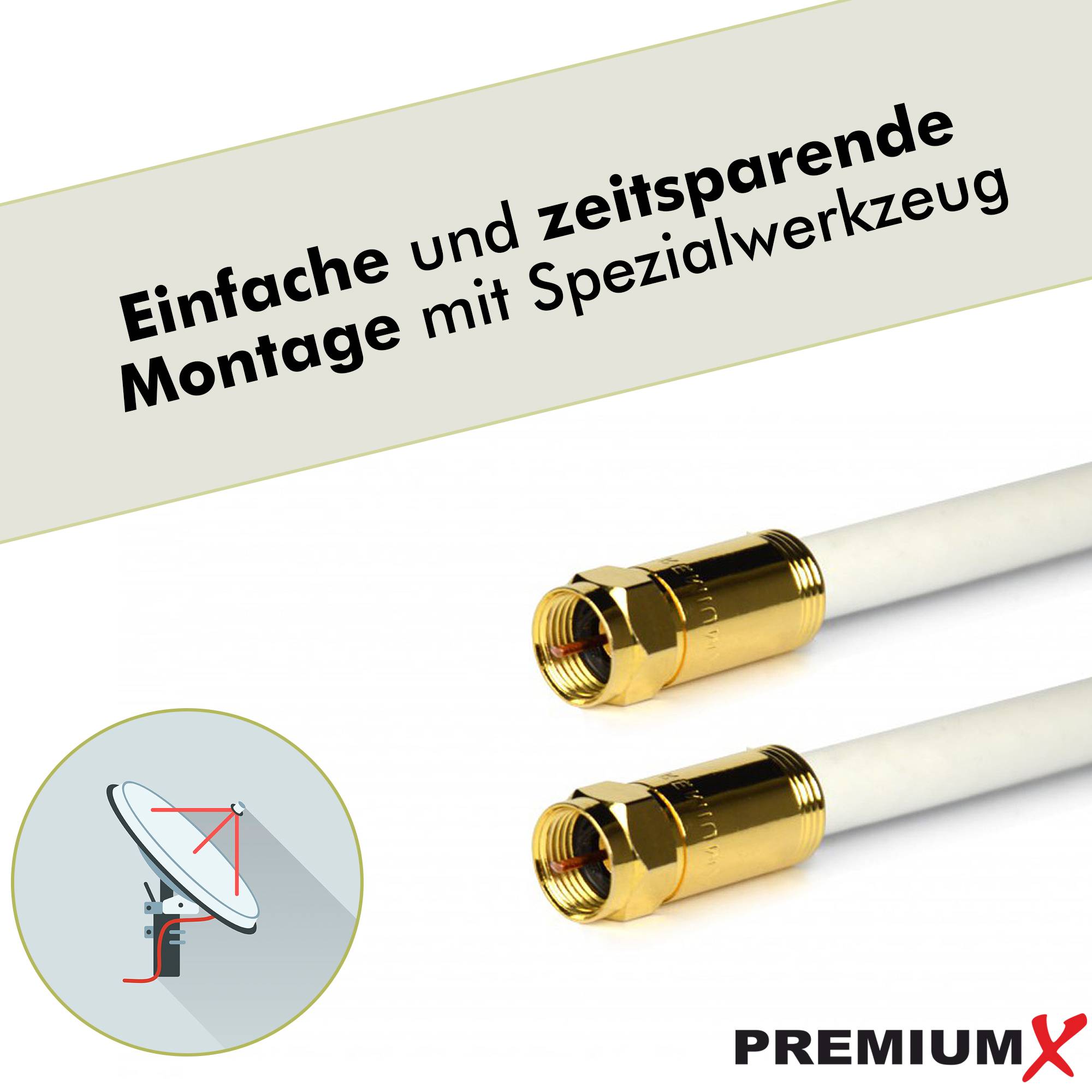 PremiumX 50x Kompressionsstecker XCon G4 F-Kompressionsstecker 7 bis 7,5mm für SAT Kabel Koaxialkabel