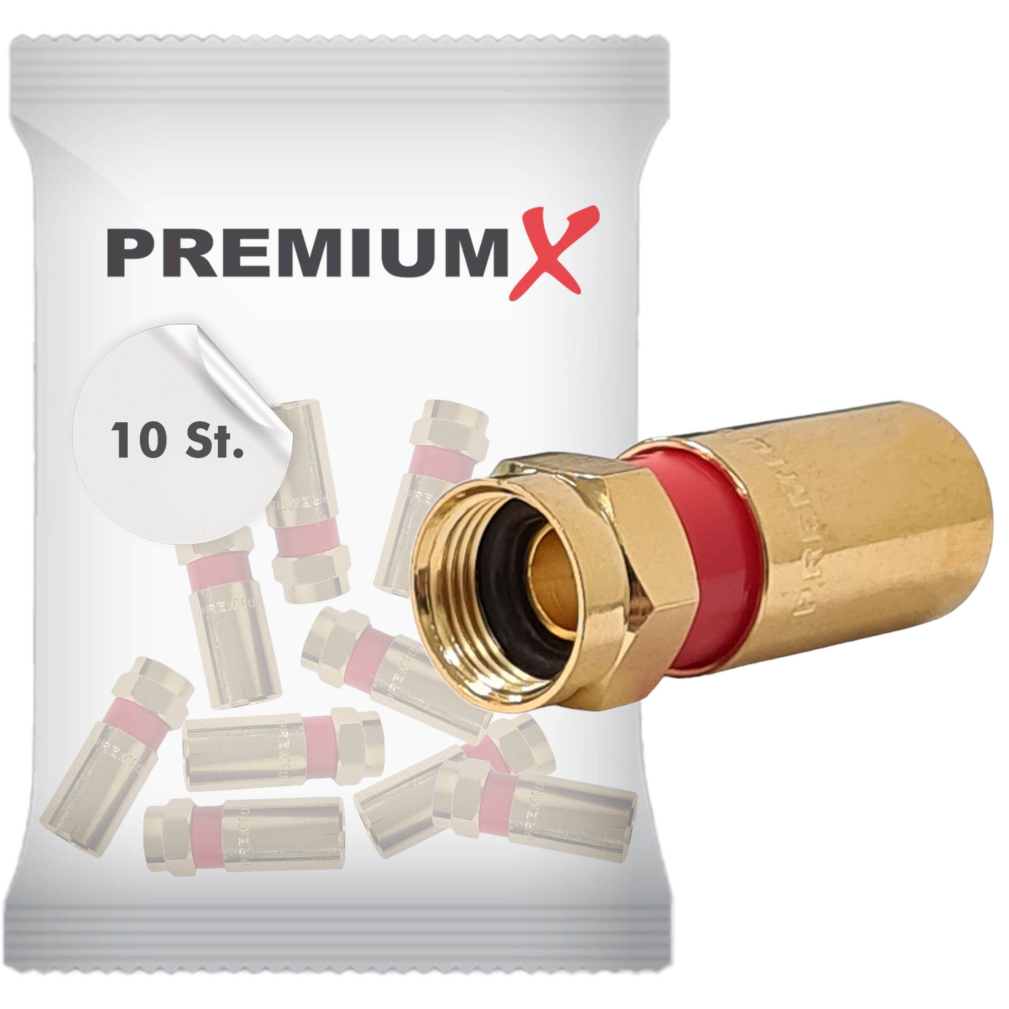 PremiumX 10x Kompressionsstecker XCon G7 F-Kompressionsstecker 7 bis 7,5mm für SAT Kabel Koaxialkabel