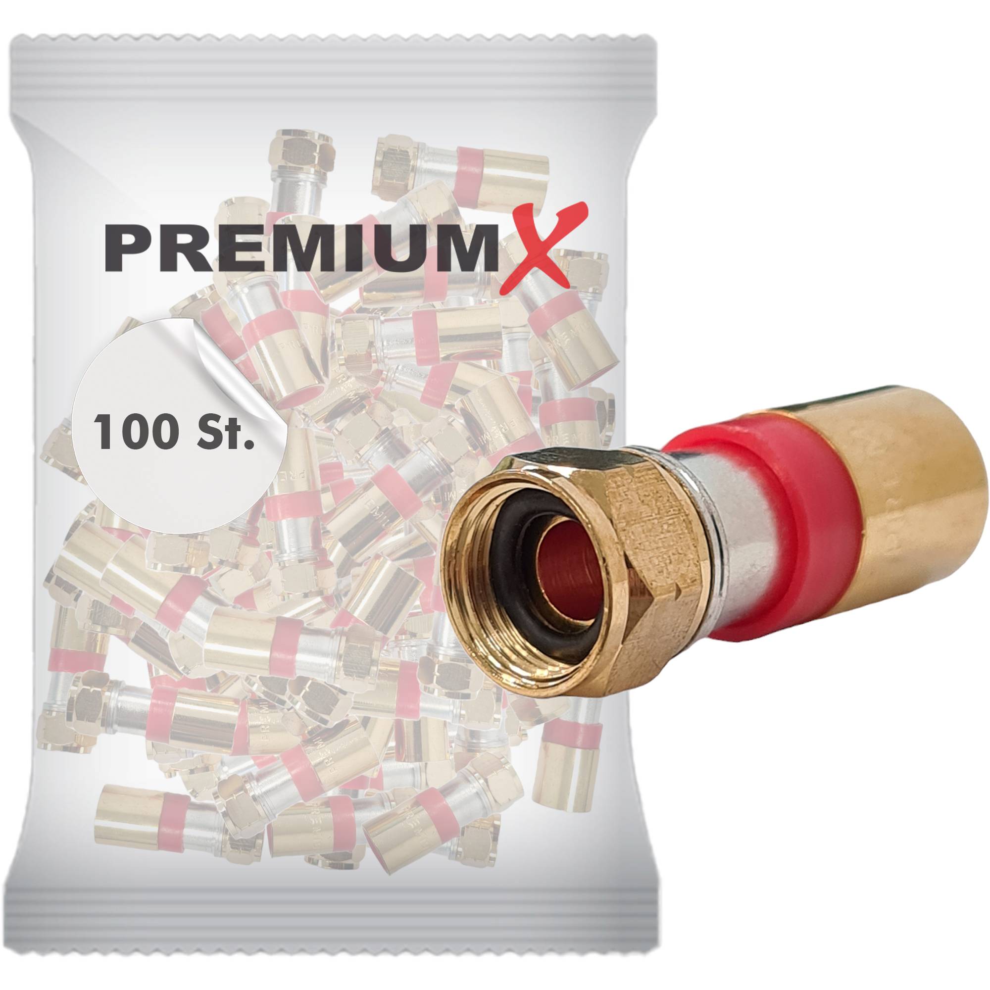 PremiumX 100x Kompressionsstecker XCon G2 F-Kompressionsstecker 7 bis 7,5mm für SAT Kabel Koaxialkabel