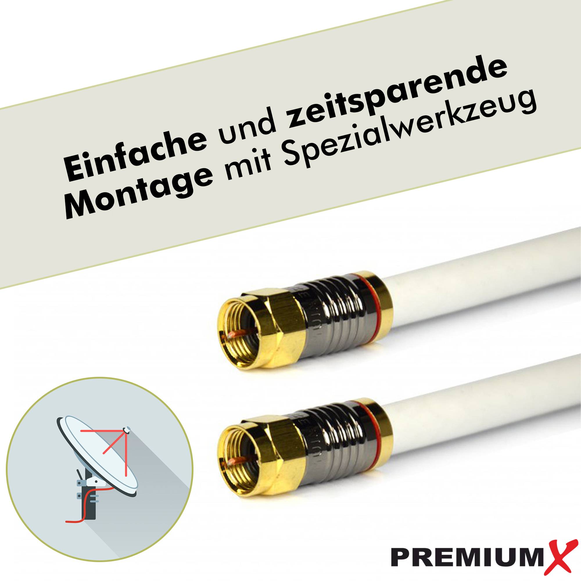 PremiumX 50x Kompressionsstecker XCon G5 F-Kompressionstecker 7 bis 7,5mm für SAT Kabel Koaxialkabel 120db 130db 135db