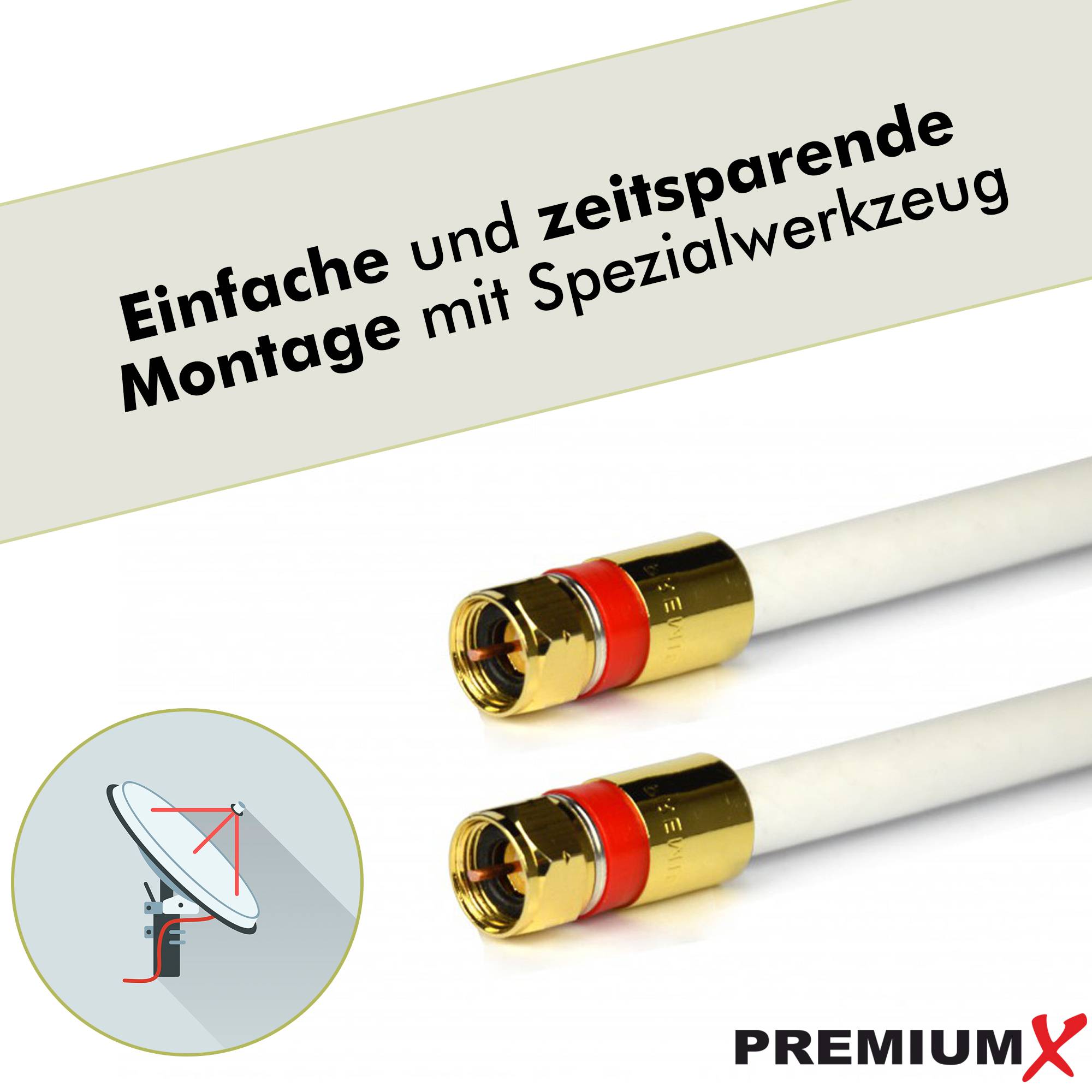 PremiumX 10x Kompressionsstecker XCon G2 F-Kompressionstecker 7 bis 7,5mm für SAT Kabel Koaxialkabel