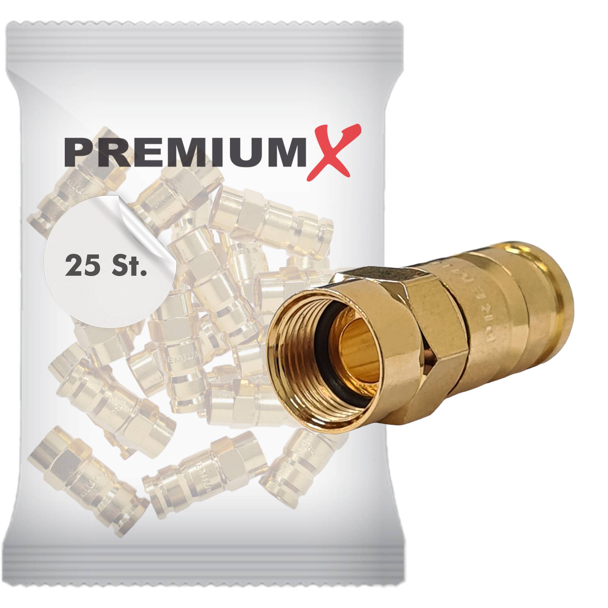 PremiumX 25x Kompressionsstecker XCon G6 F-Kompressionsstecker 7 bis 7,5mm für SAT Kabel Koaxialkabel